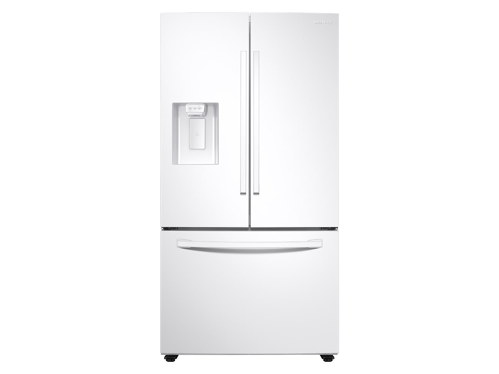 Samsung 27 cu. ft. Large Capacity 3-Door French Door Refrigerator with External Water & Ice Dispenser in White(RF27T5201WW/AA)