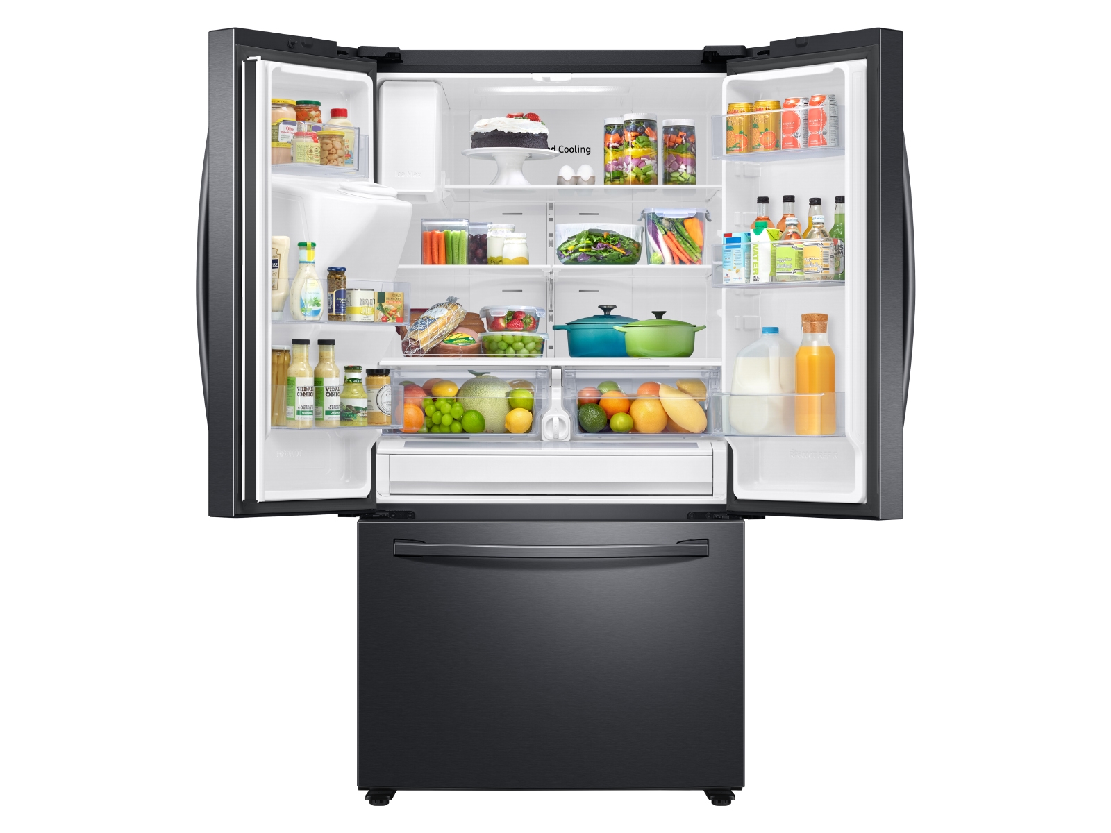 26.5 Cu. ft. Large Capacity 3-Door French Door Refrigerator with Family Hub and External Water & Ice Dispenser in Stainless Steel