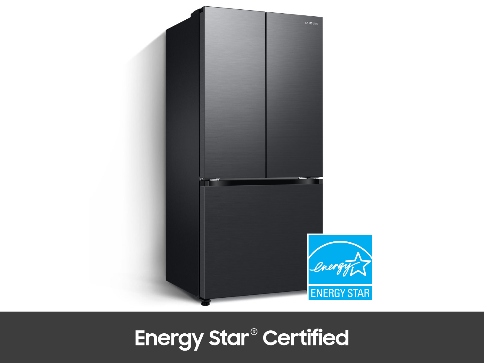 Thumbnail image of 18 cu. ft. Counter Depth 3-Door French Door Refrigerator in Matte Black Steel
