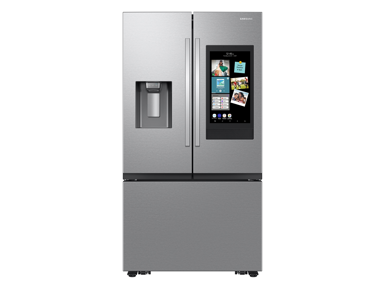 Samsung 25 cu. ft. Mega Capacity Counter Depth 3-Door French Door Refrigerator with Family Hub™ in Stainless Steel(RF27CG5900SRAA)