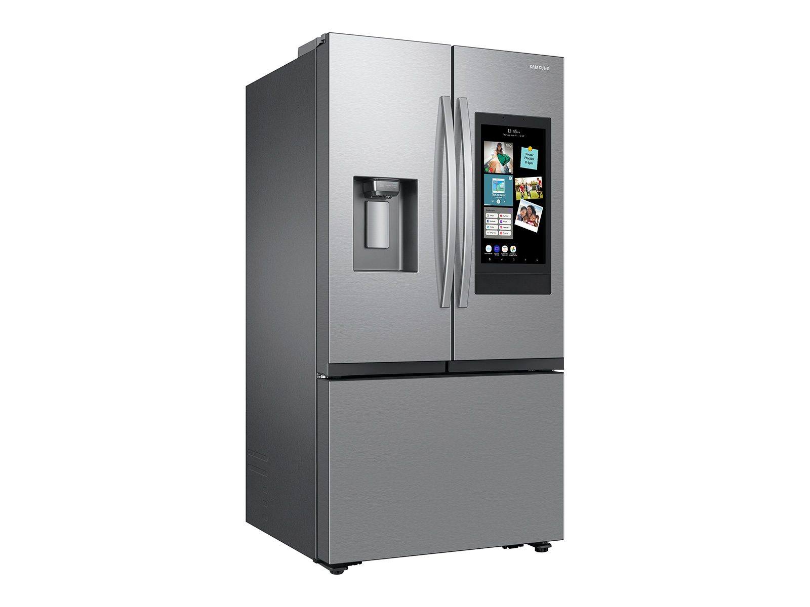 Samsung Bespoke 30 Cu. ft. Matte Gray/White Glass 3-Door French Door Refrigerator with Family Hub