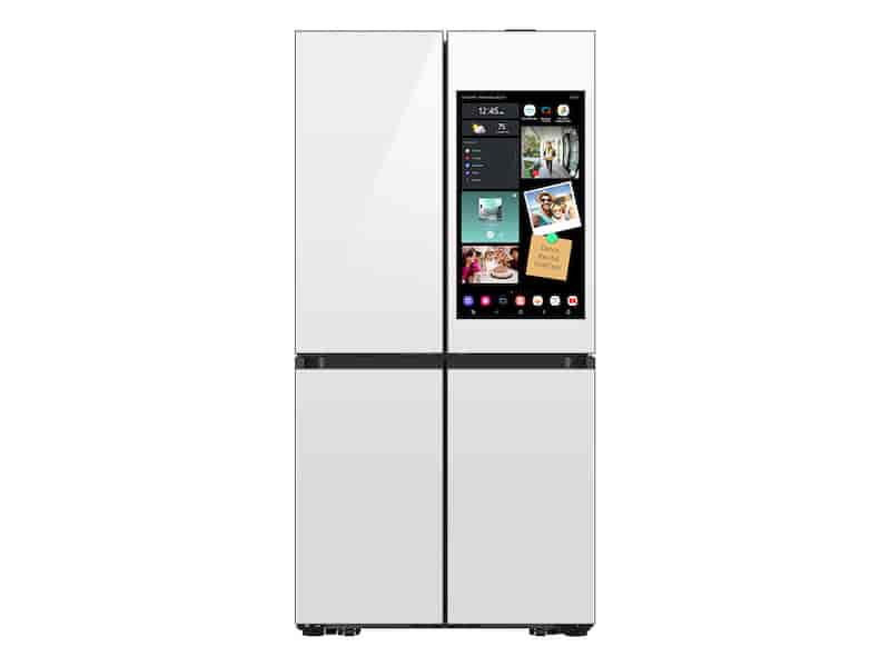 Bespoke Counter Depth 4-Door Flex™ Refrigerator (23 cu. ft.) with AI Family Hub+™ and AI Vision Inside™ in White Glass