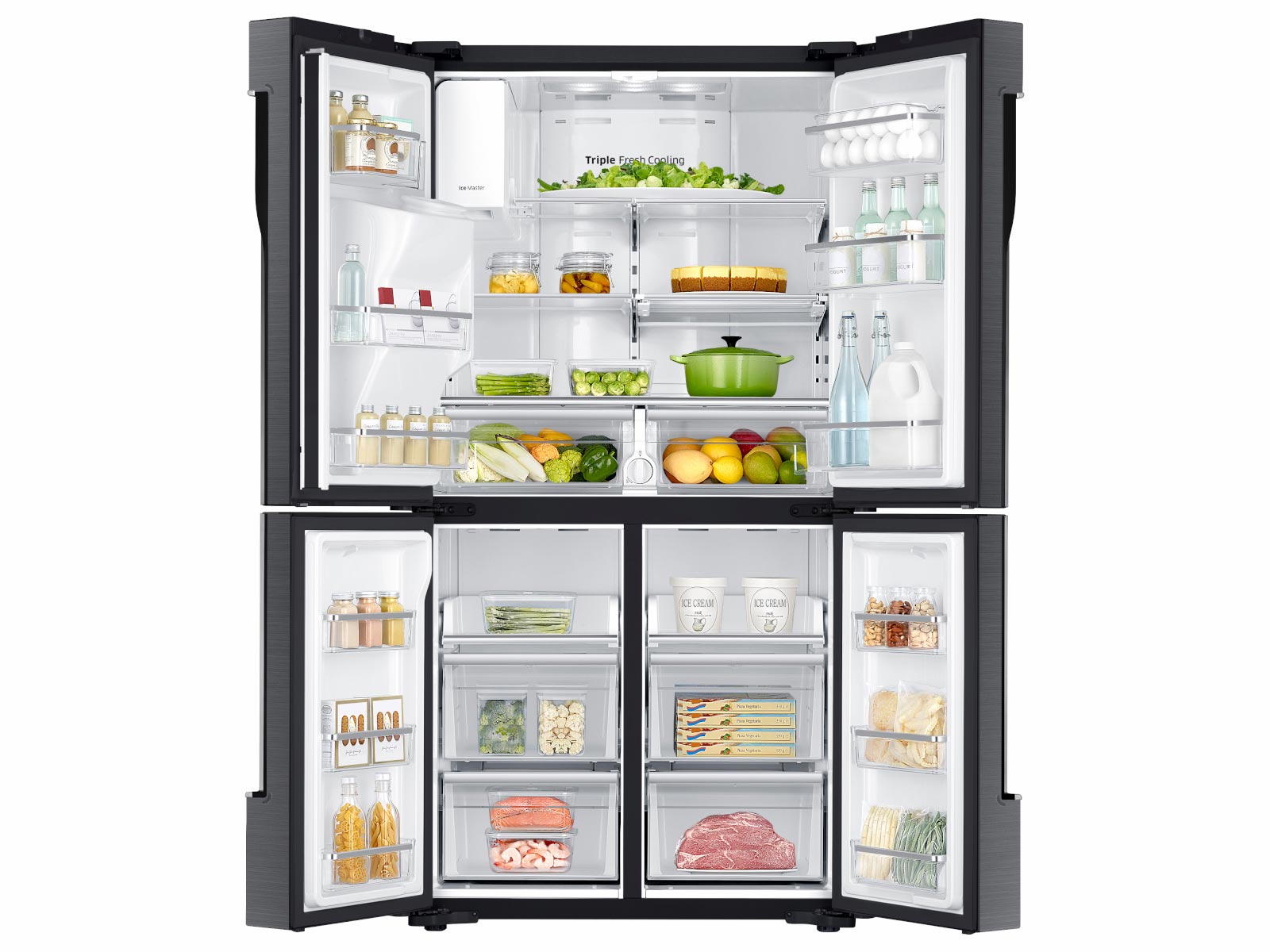 Thumbnail image of 23 cu. ft. Counter Depth 4-Door Flex&trade; Refrigerator with FlexZone&trade; in Black Stainless Steel