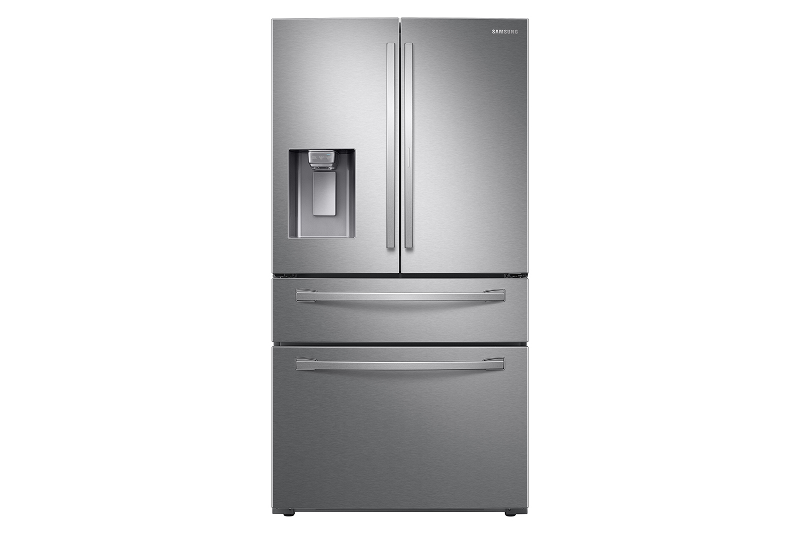 Samsung 22 cu. ft. Food Showcase Counter Depth 4-Door French Door Refrigerator in Silver(RF22R7351SR/AA)