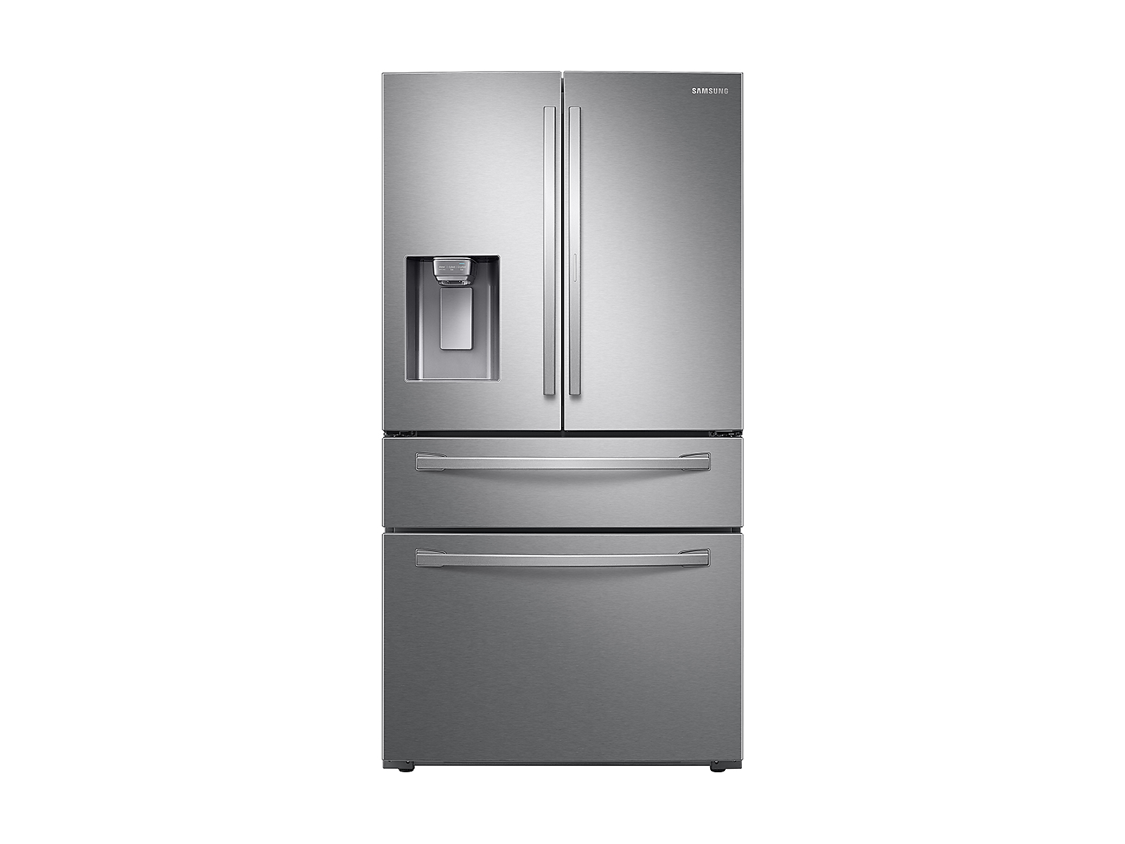 Samsung 22 cu. ft. Food Showcase Counter Depth 4-Door French Door Refrigerator in Silver(RF22R7351SR/AA)
