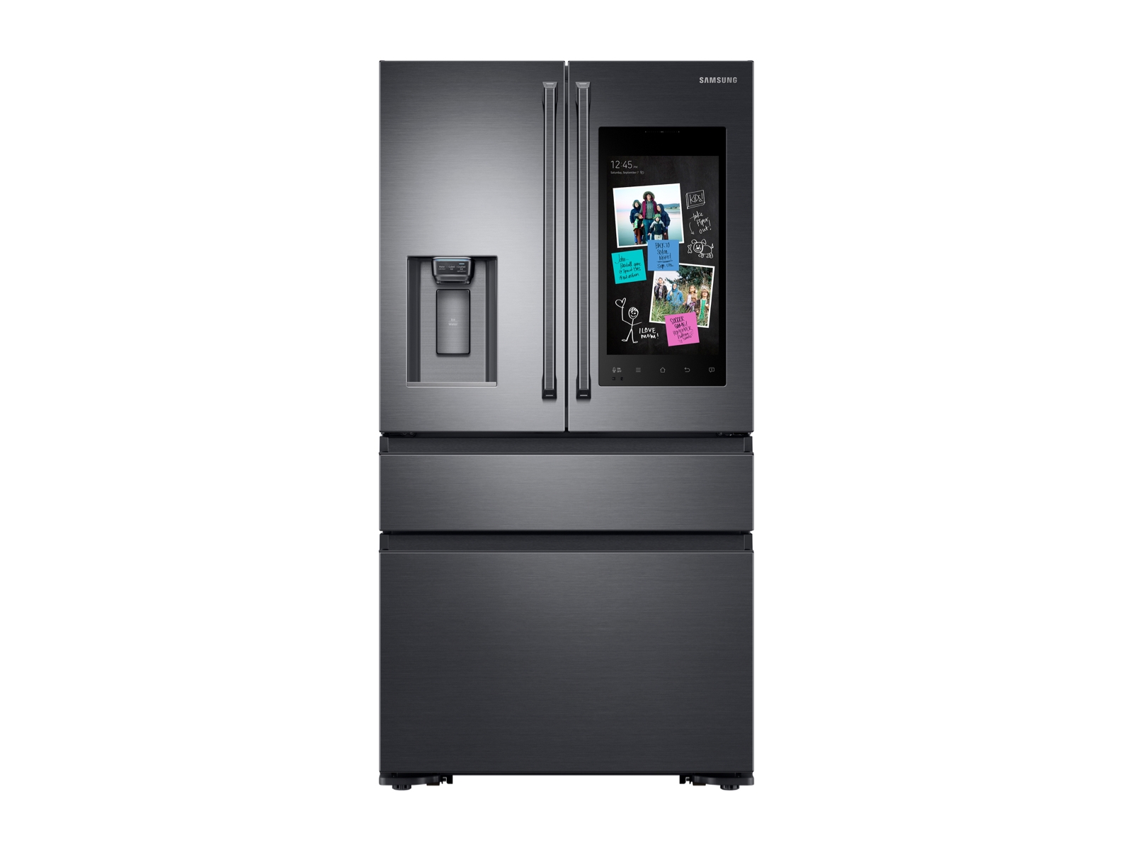Samsung 22 cu. ft. Family Hub Counter Depth 4-Door French Door Refrigerator in Black Stainless Steel, Fingerprint Resistant Black Stainless Steel