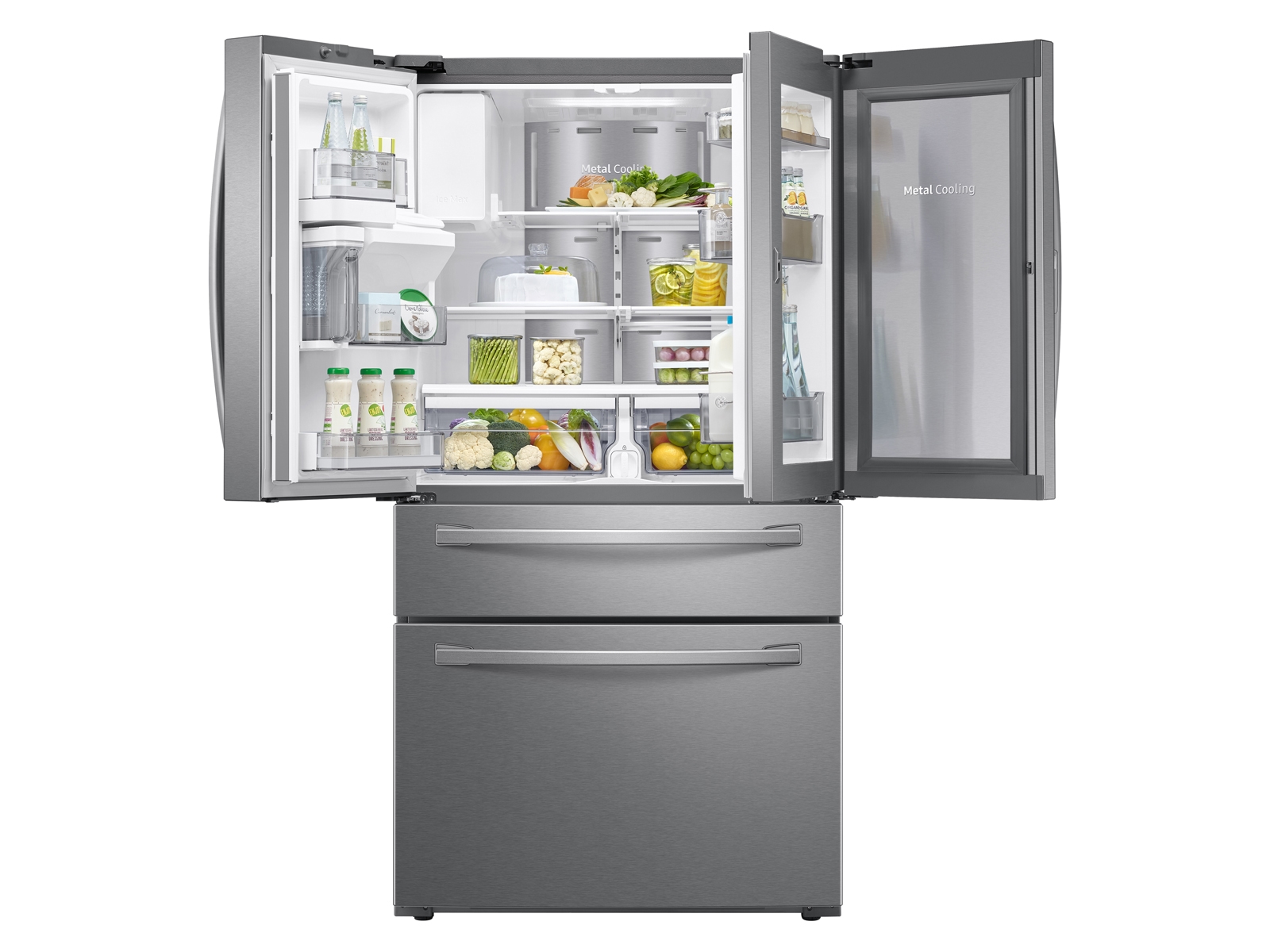 Samsung 22-cu ft Smart French Door Refrigerator with Ice Maker (Fingerprint  Resistant Stainless Steel) ENERGY STAR in the French Door Refrigerators  department at