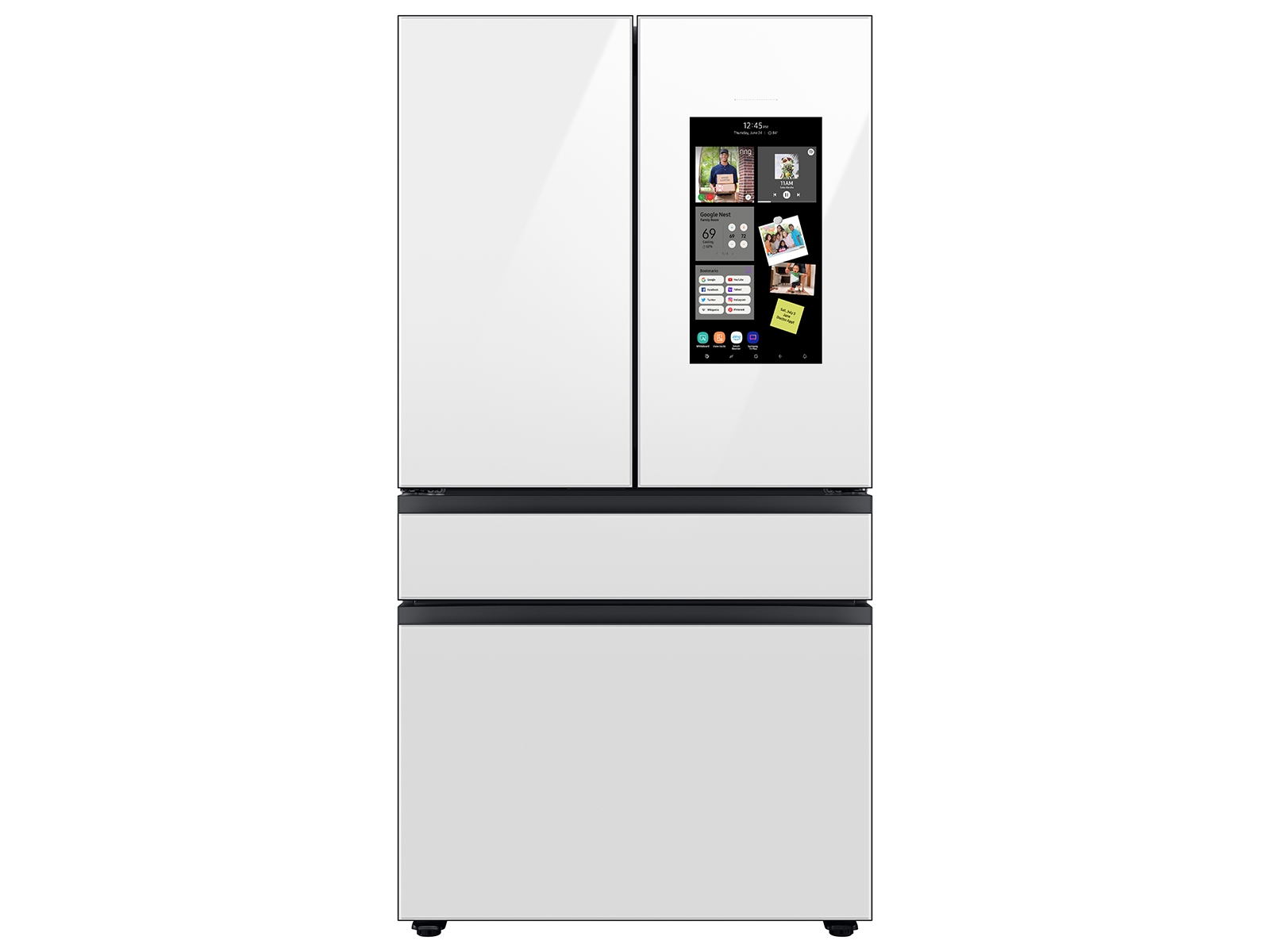 Thumbnail image of Bespoke Counter Depth 4-Door French Door Refrigerator (23 cu. ft.) with Family Hub&trade; in White Glass