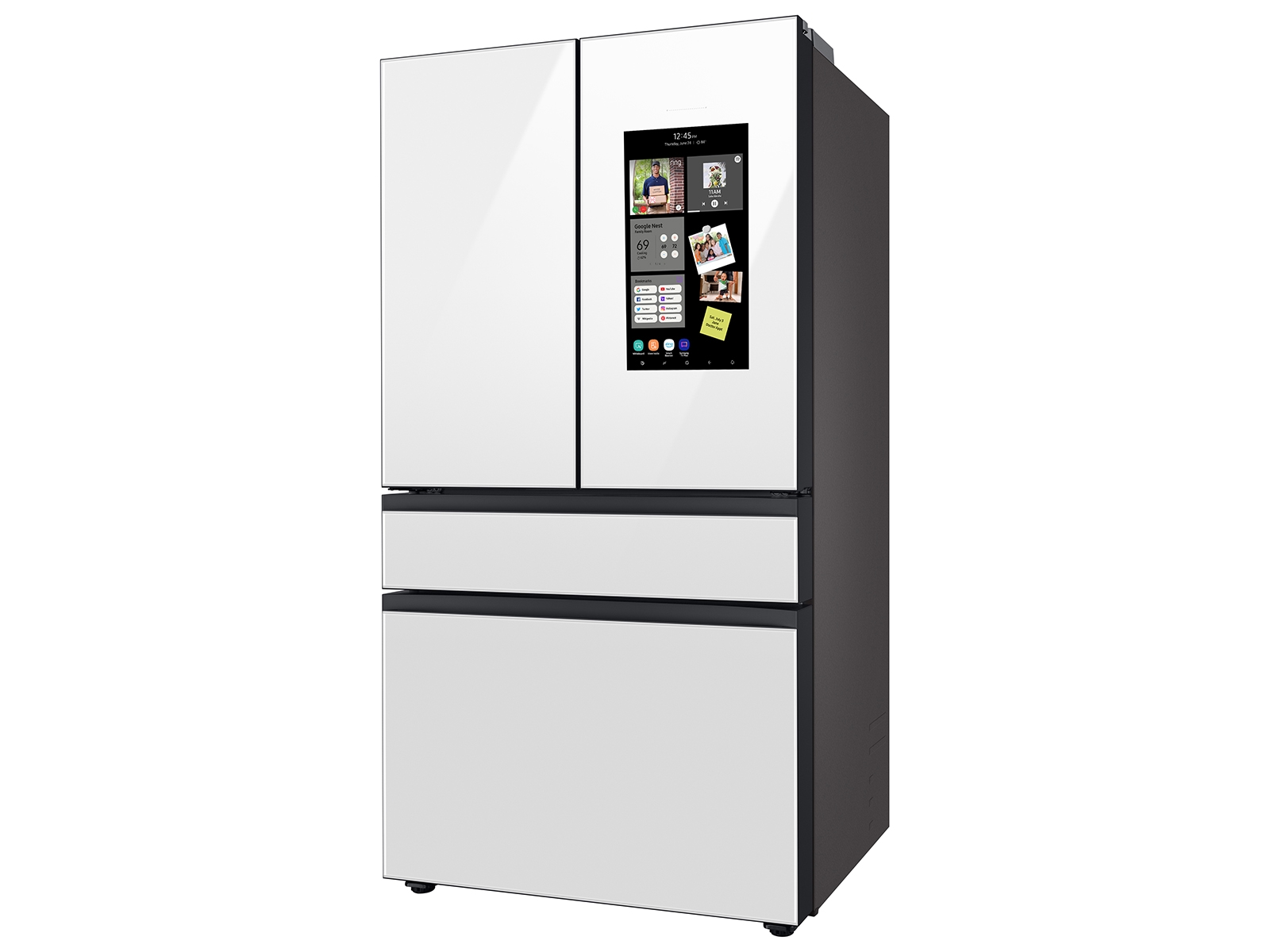 Thumbnail image of Bespoke 4-Door French Door Refrigerator (29 cu. ft.) with Family Hub&trade; in White Glass