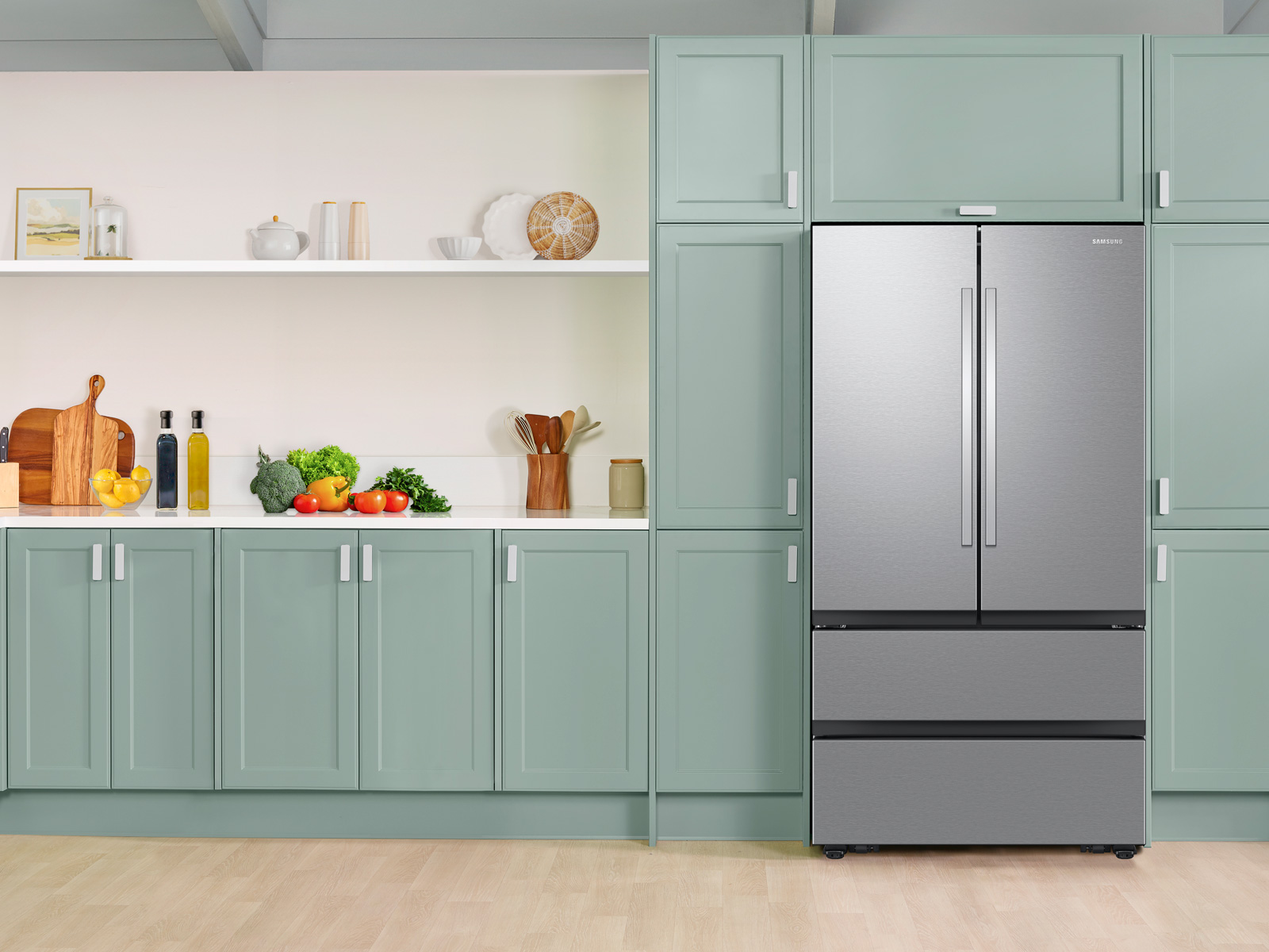 Thumbnail image of 31 cu. ft. Mega Capacity 4-Door French Door Refrigerator with Dual Auto Ice Maker in Stainless Steel