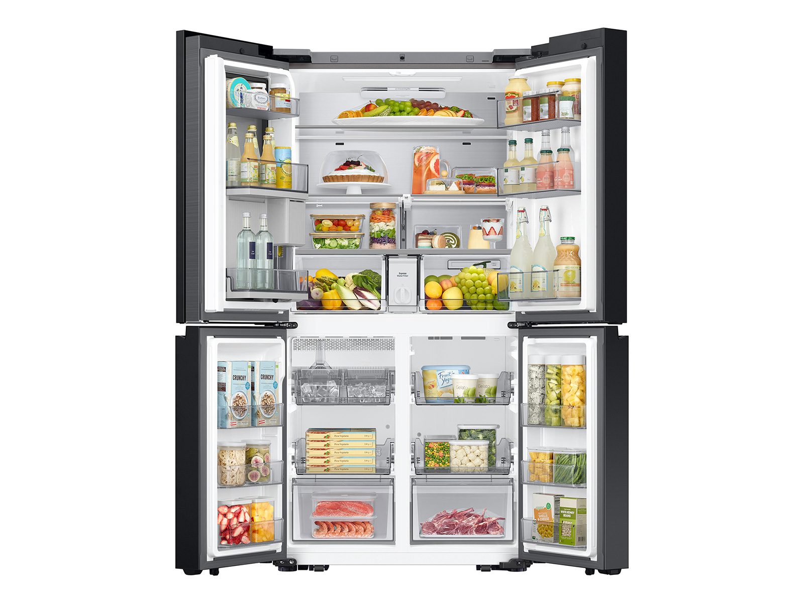 Thumbnail image of Bespoke Counter Depth 4-Door Flex&trade; Refrigerator (23 cu. ft.) with AI Family Hub&trade;+ and AI Vision Inside&trade; in White Glass