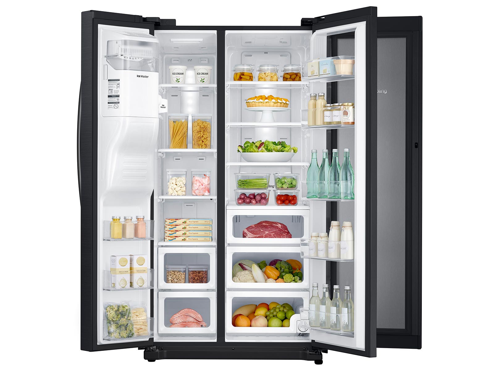 Model: RH25H5611SG | Samsung 24.7 cu. ft. Side-by-Side Food ShowCase Refrigerator with Metal Cooling 