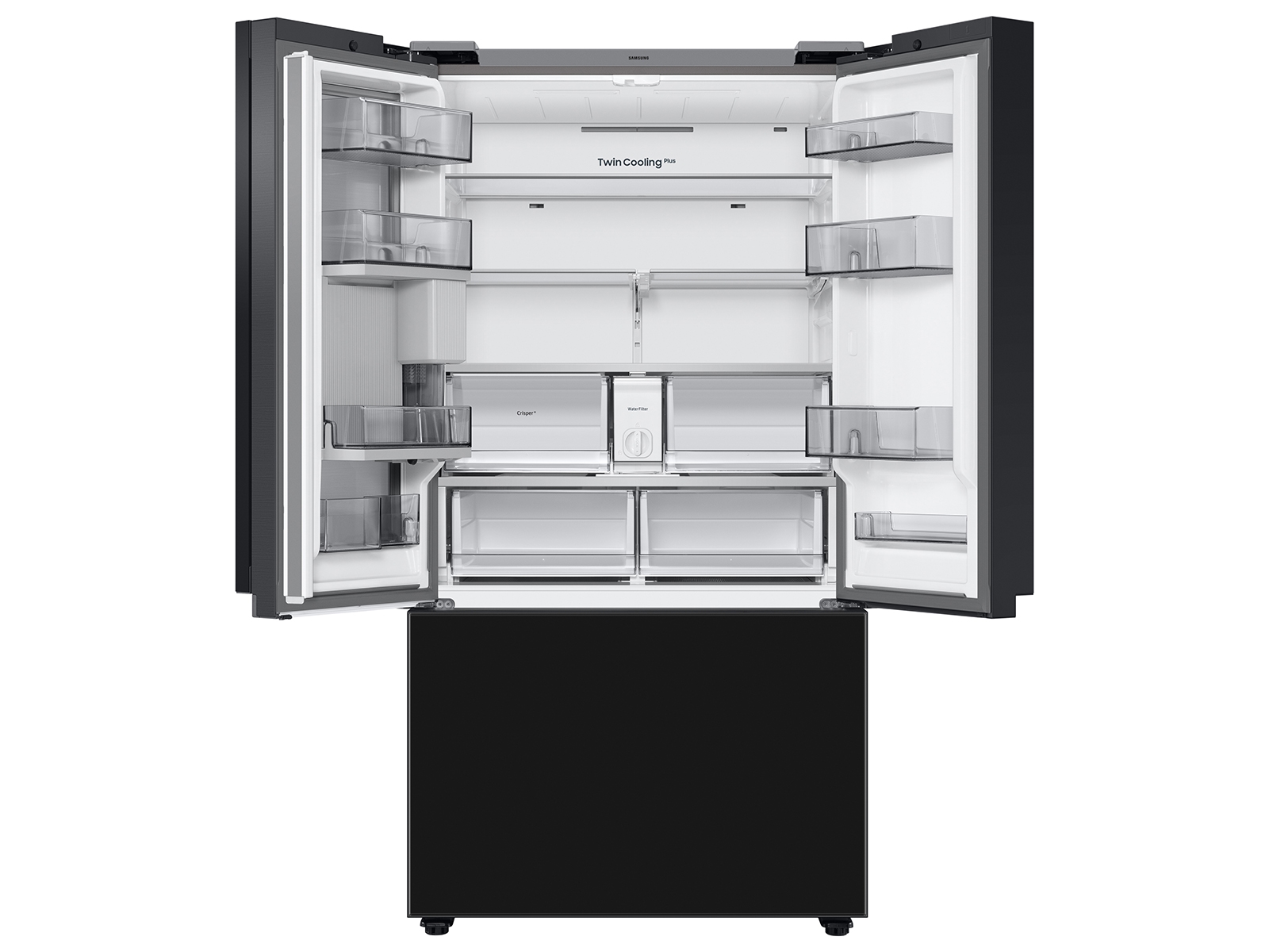 Thumbnail image of Bespoke 3-Door French Door Refrigerator (30 cu. ft.) – with Family Hub™ in Charcoal Glass