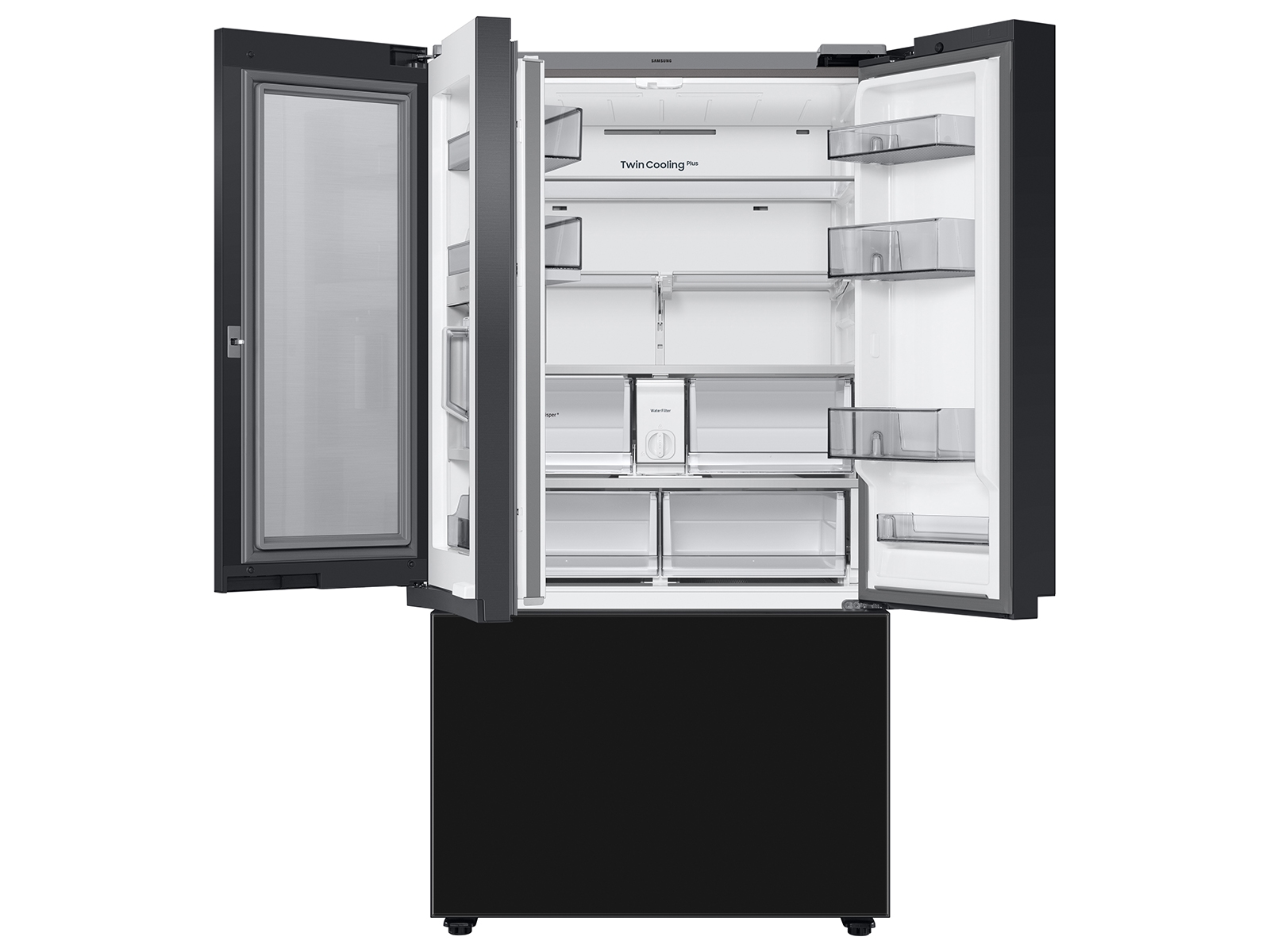 Thumbnail image of Bespoke 3-Door French Door Refrigerator (30 cu. ft.) – with Family Hub™ in Charcoal Glass