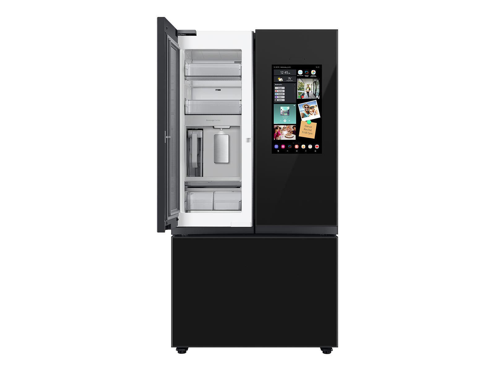 Thumbnail image of Bespoke 3-Door French Door Refrigerator (30 cu. ft.) – with Family Hub™ in Charcoal Glass