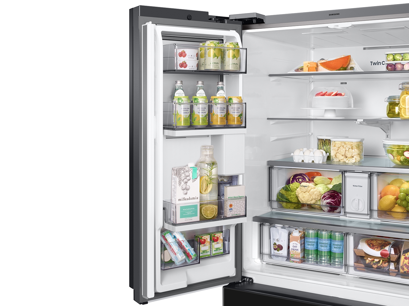 Thumbnail image of Bespoke 3-Door French Door Refrigerator (30 cu. ft.) – with Family Hub™ in Charcoal Glass