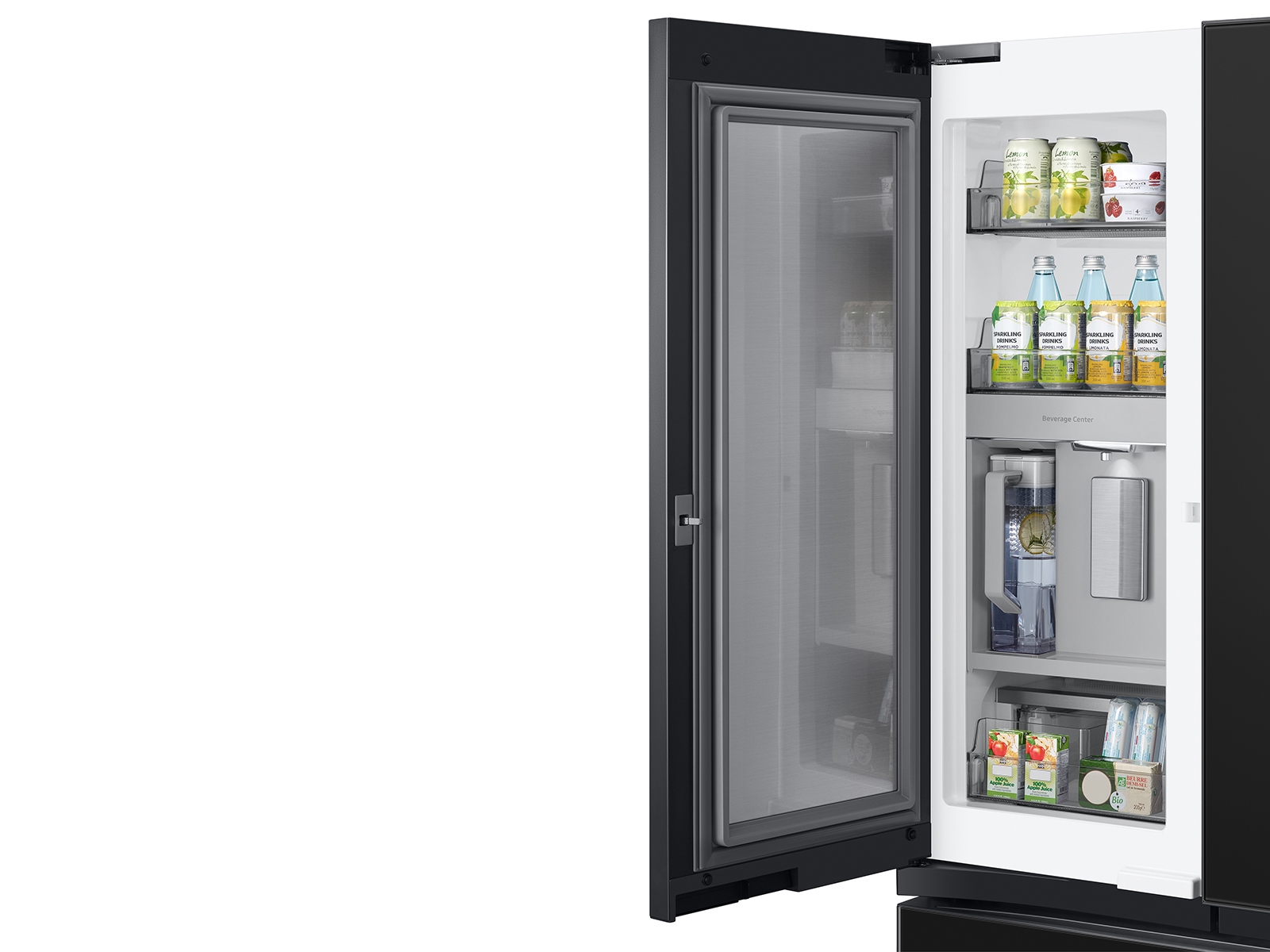 Thumbnail image of Bespoke 3-Door French Door Refrigerator (24 cu. ft.) &ndash; with Family Hub&trade; Panel in Charcoal Glass &ndash; (with Customizable Door Panel Colors) in Charcoal Glass