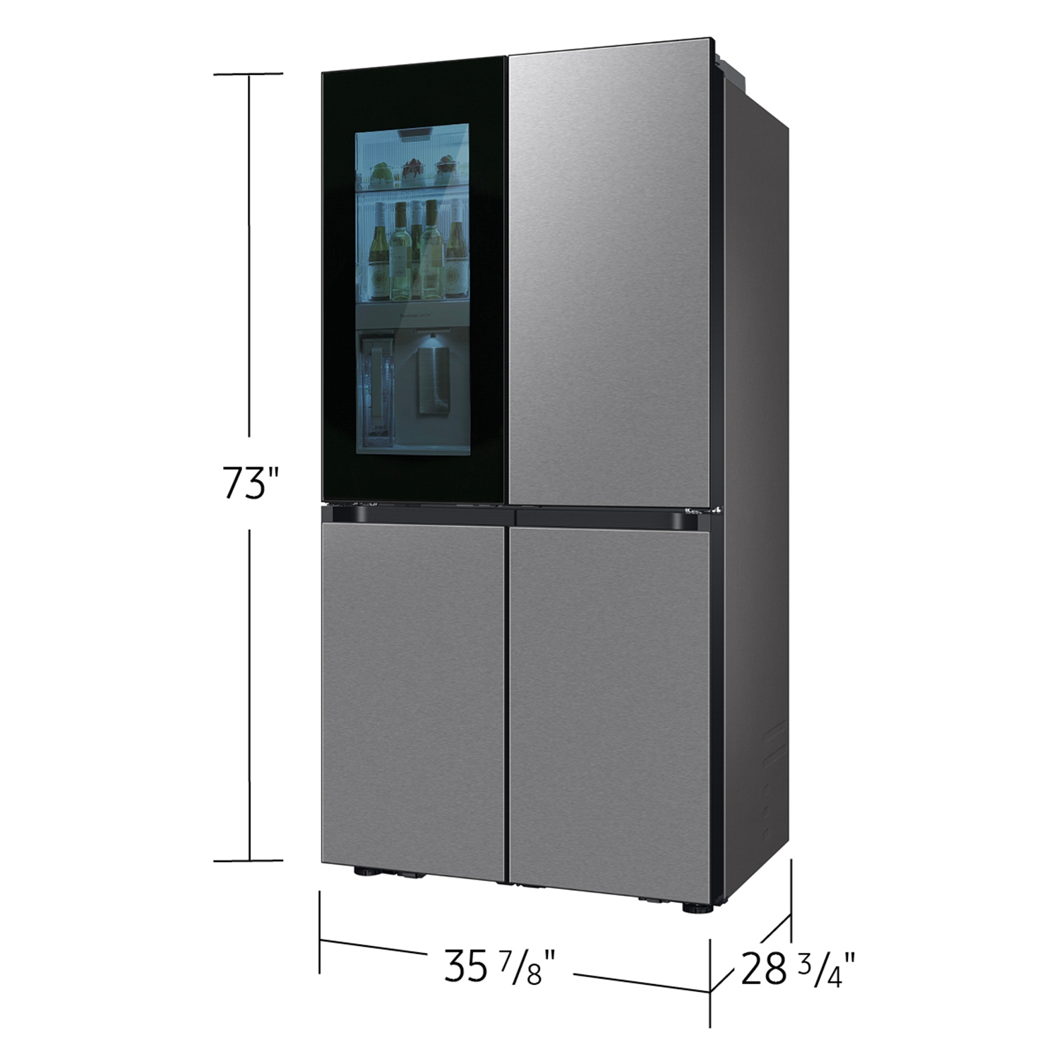 Thumbnail image of Bespoke Counter Depth 4-Door Flex™ Refrigerator (23 cu. ft.) with Beverage Zone™ and Auto Open Door in White Glass