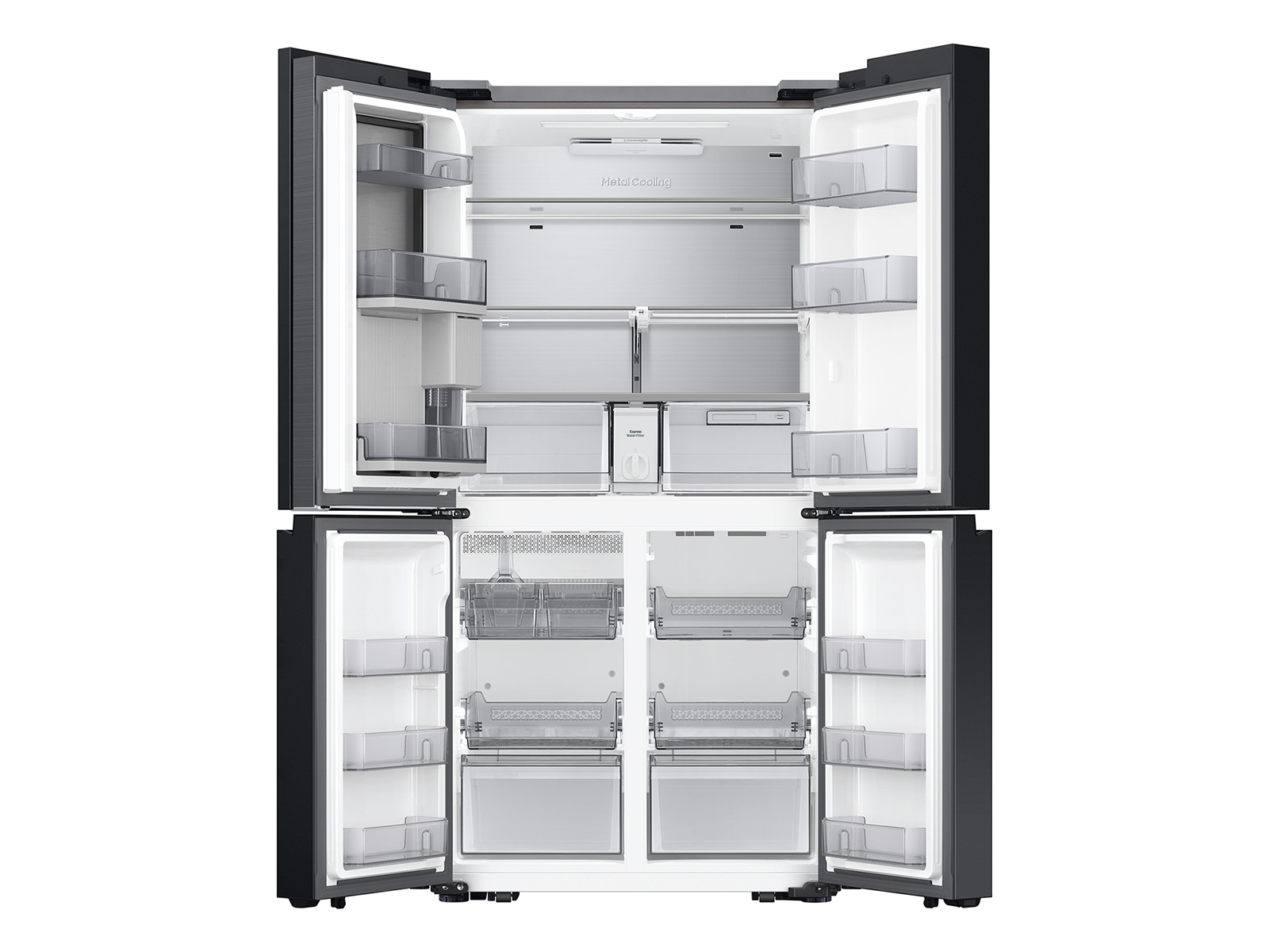 Thumbnail image of Bespoke 23 cu. ft. Counter Depth 4-Door Flex™ Refrigerator with Beverage Center™ & Customizable Door Panels in Stainless Steel