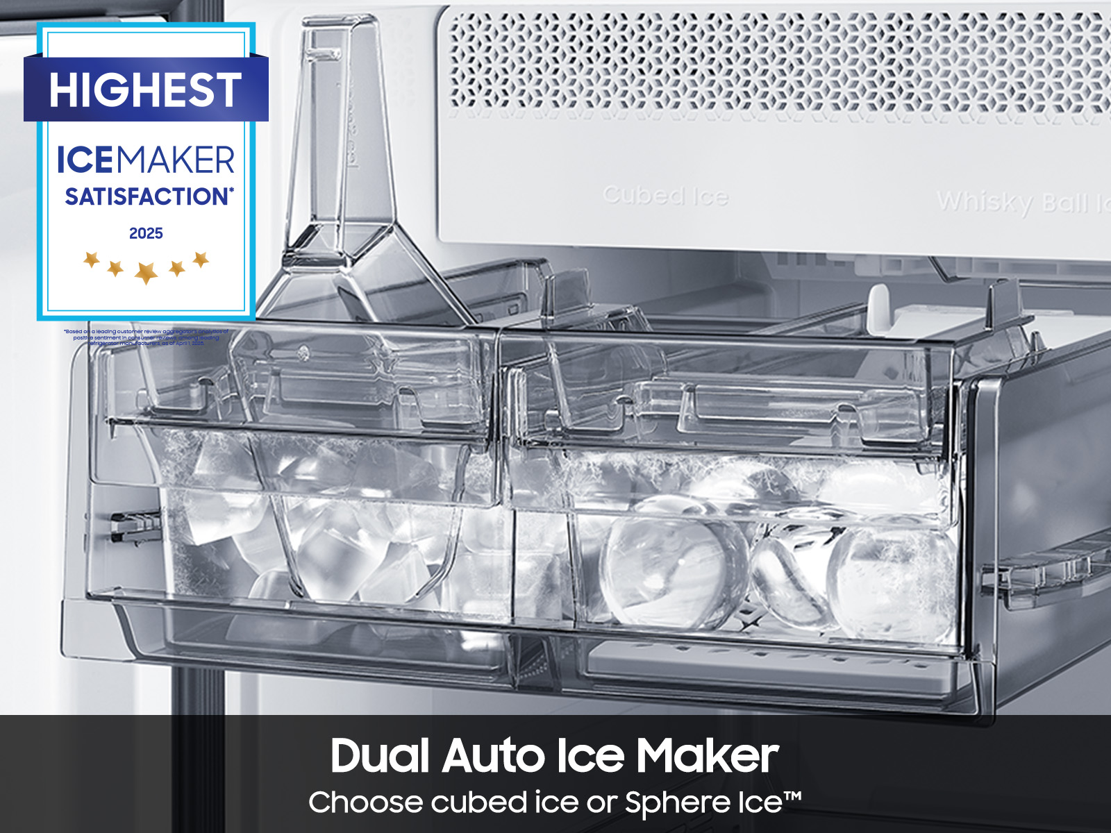 Thumbnail image of Bespoke 22 cu. ft. Counter Depth 4-Door French Door Refrigerator with Zero Clearance Fit &amp; Food Showcase Door in White Glass