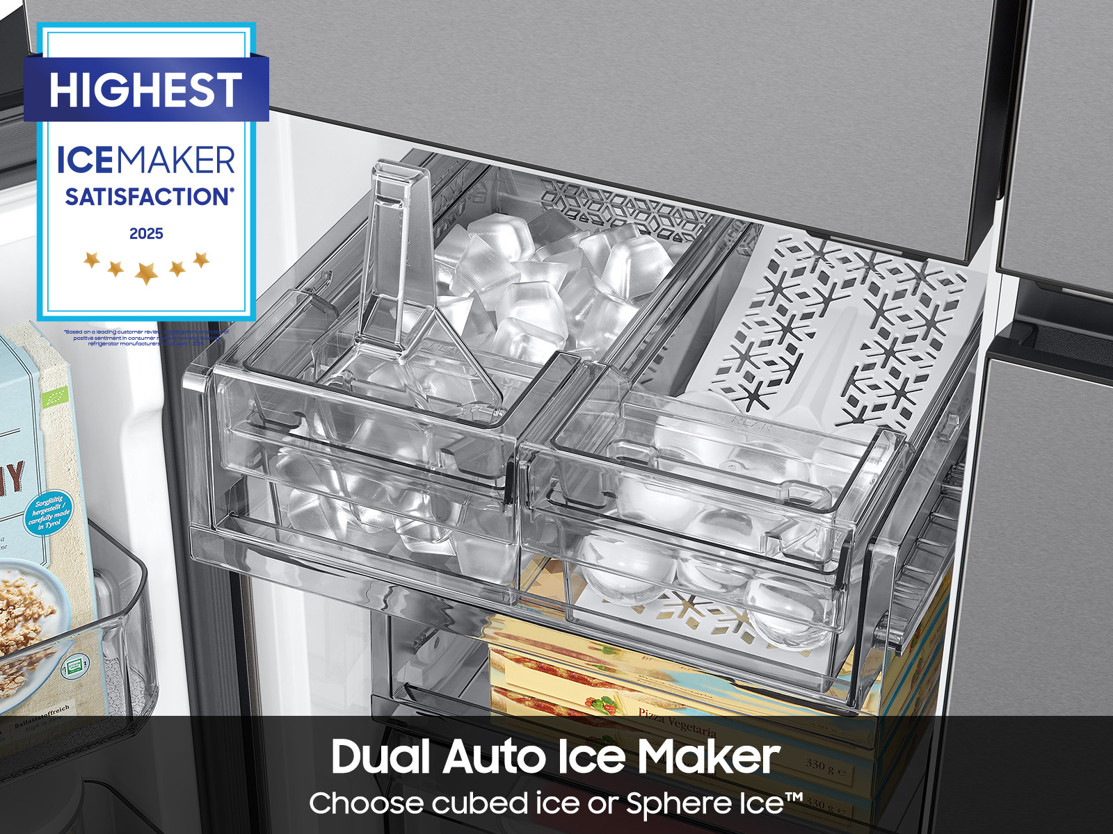 Thumbnail image of Bespoke 23 cu. ft. Counter Depth 4-Door French Door Refrigerator with AI Hybrid Cooling &amp; Beverage Center&trade; in Stainless Steel