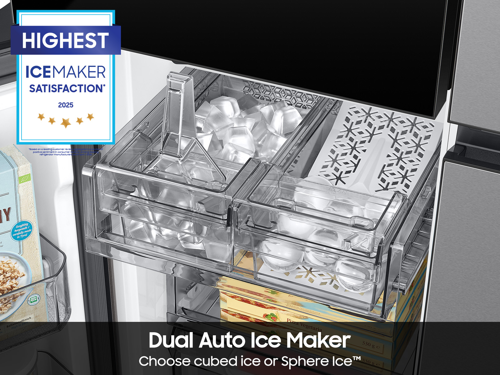 Bespoke Counter Depth 4-Door Flex™ Refrigerator (23 cu. ft.) with Beverage Zone™ and Auto Open Door in Stainless Steel