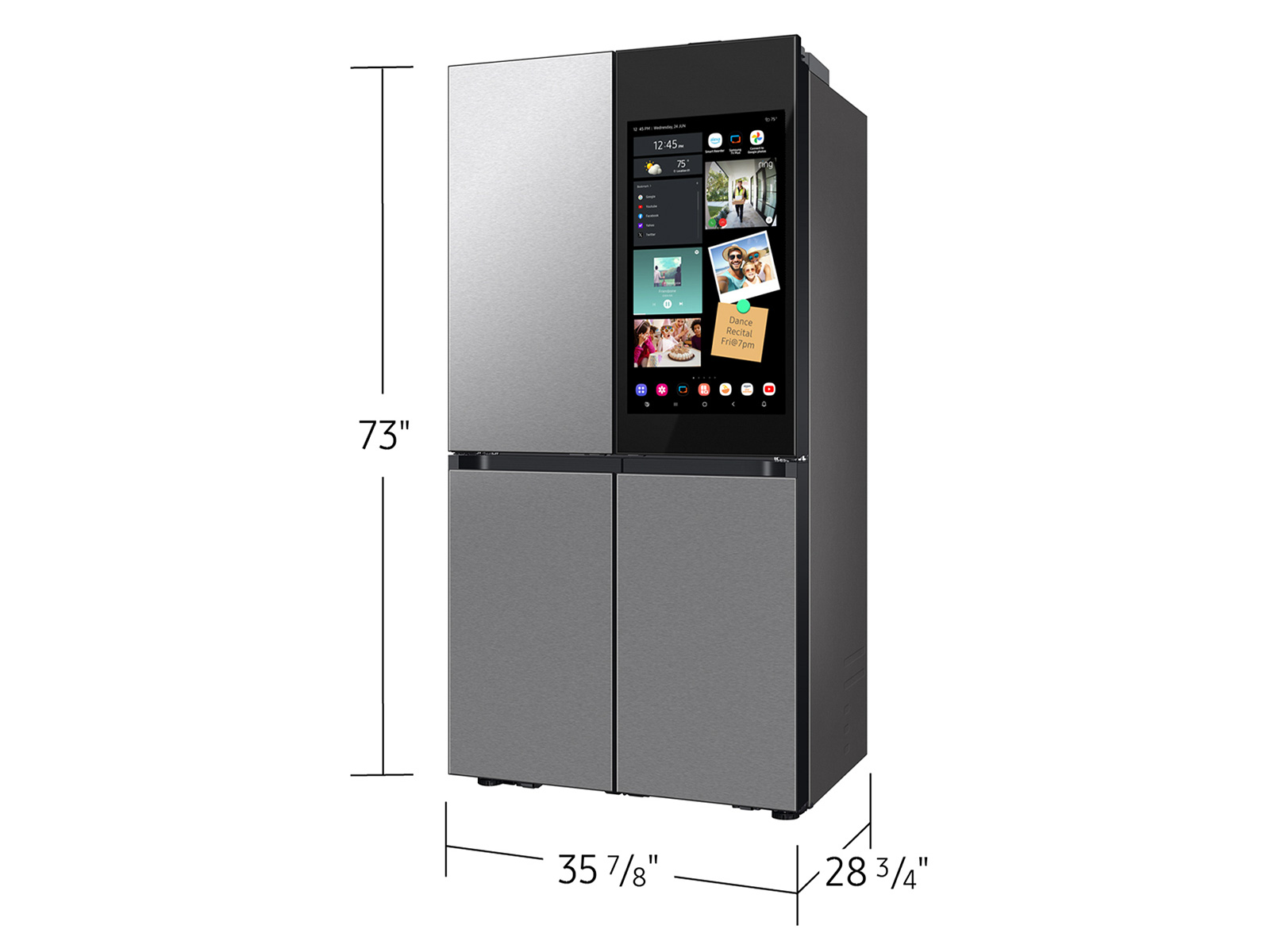 Thumbnail image of Bespoke Counter Depth 4-Door Flex™ Refrigerator (23 cu. ft.) with AI Family Hub™+ and AI Vision Inside™ in Stainless Steel