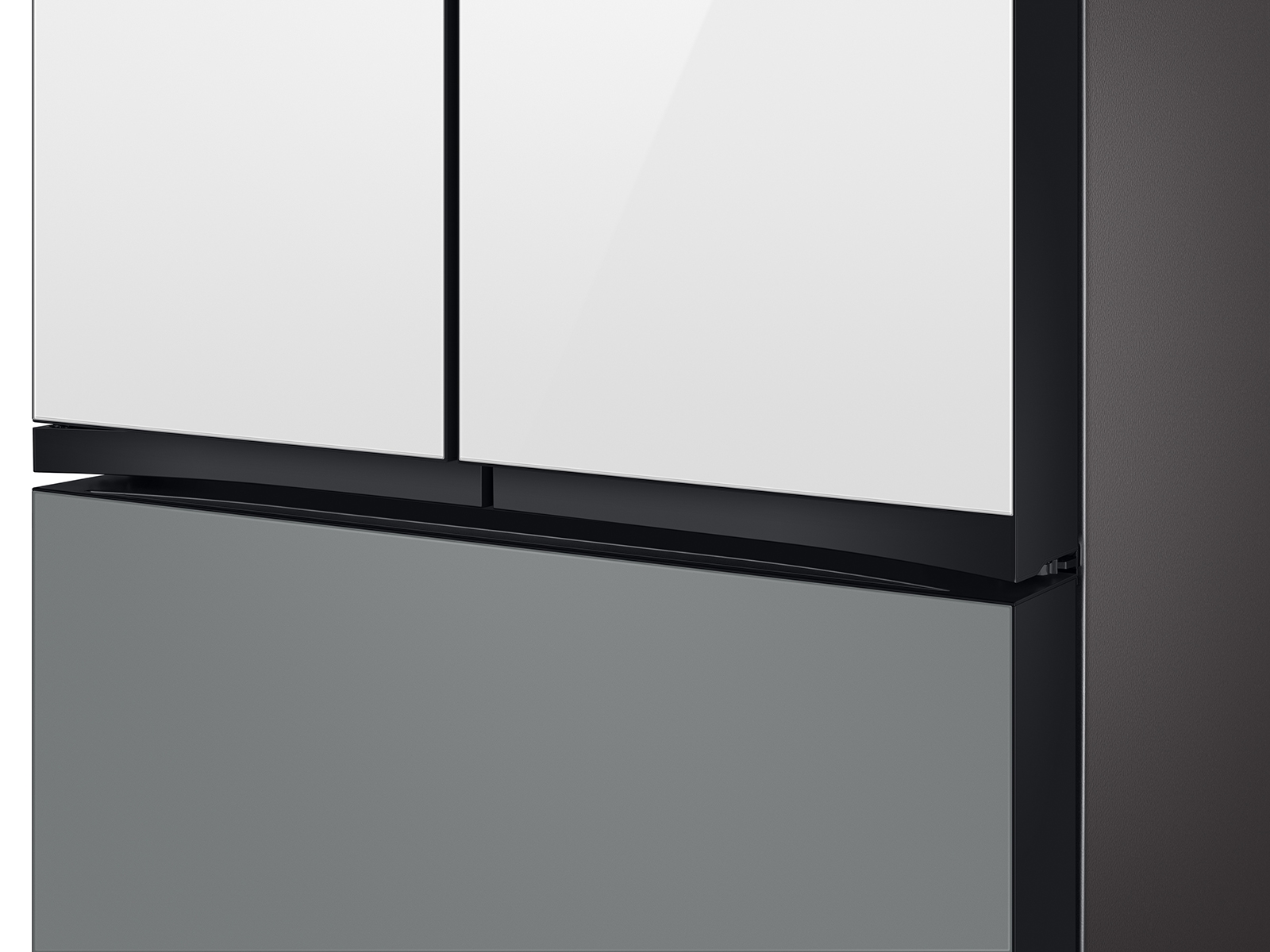 RF24BB69006MAA in Charcoal Glass and Matte Black Steel by Samsung in  Schenectady, NY - Bespoke 3-Door French Door Refrigerator (24 cu. ft.) -  with Top Left and Family Hub™ Panel in White