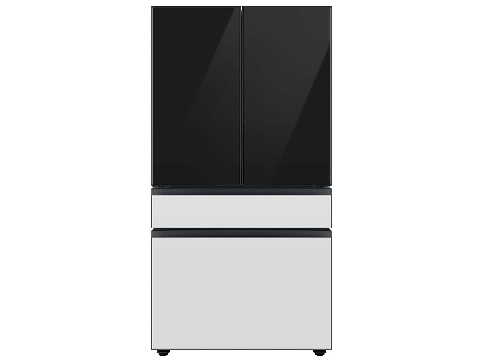 Samsung Bespoke 4-Door French Door Refrigerator (23 cu. ft.) with Customizable Door Panel Colors and Beverage Center™ in Charcoal Glass Top Panels with in White Glass Middle and Bottom Panel