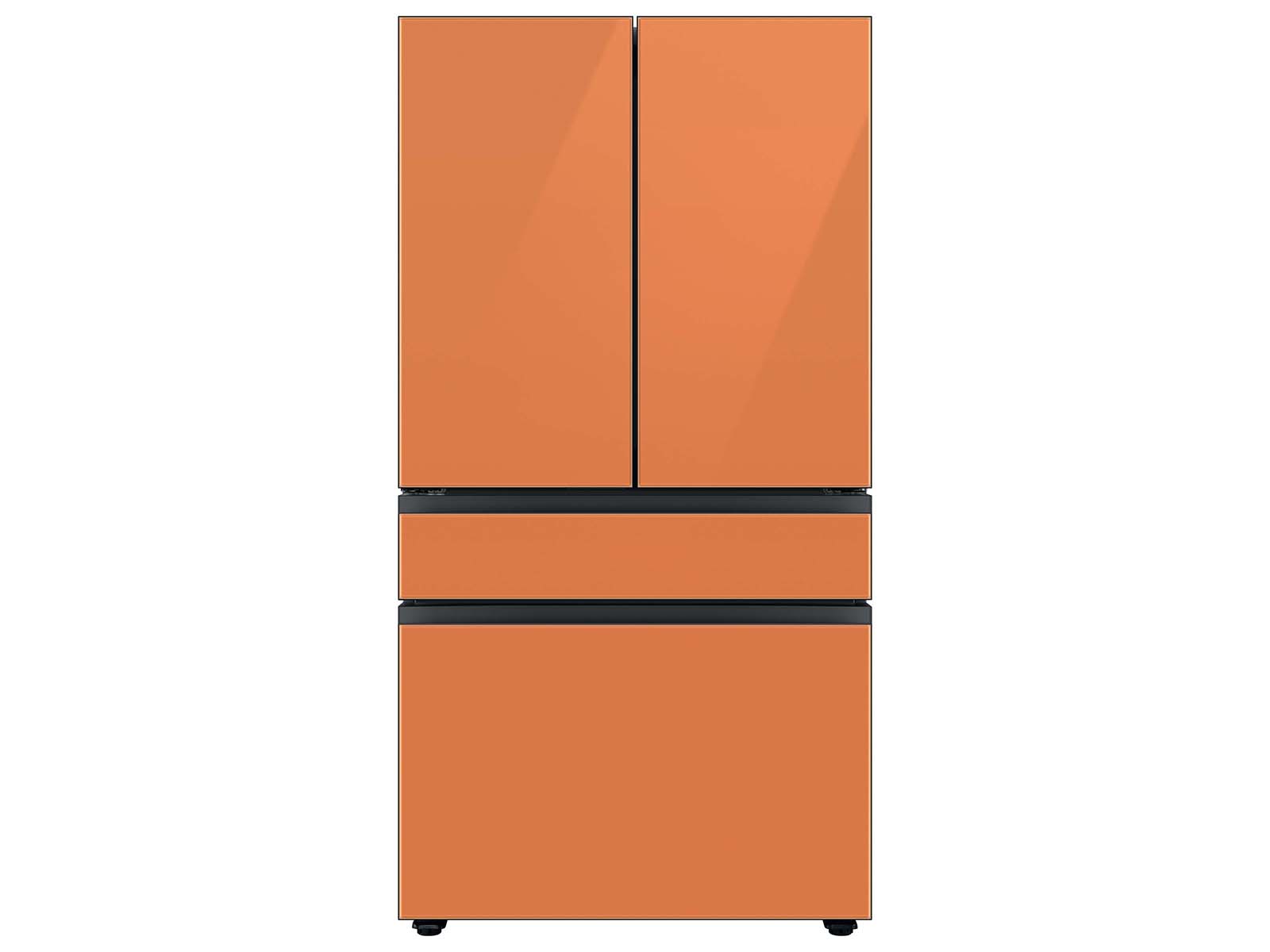 Bespoke 4-Door French Door Refrigerator (29 cu. ft.) with Customizable Door Panel Colors and Beverage Center&trade; in Clementine Glass