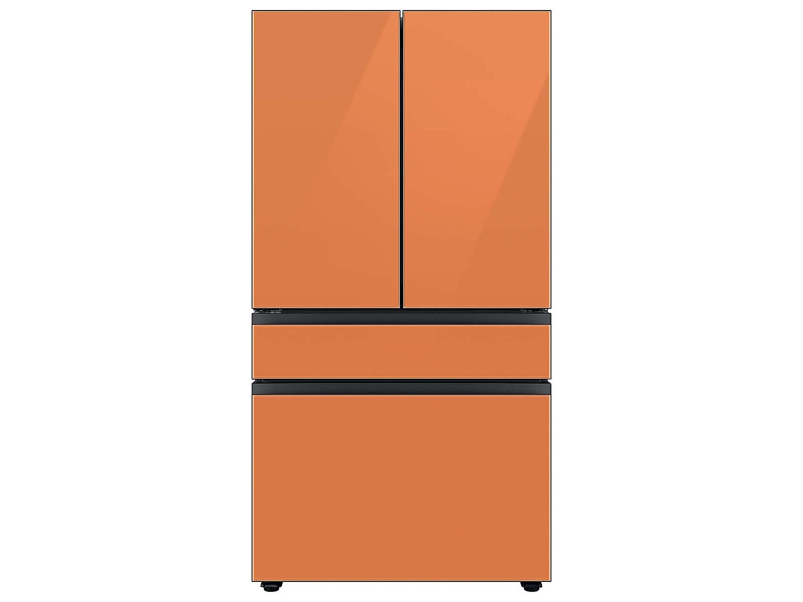 Samsung Bespoke 4-Door French Door Refrigerator (23 cu. ft.) with Customizable Door Panel Colors and Beverage Center™ in Clementine Glass