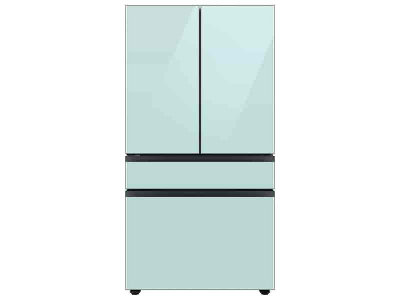 Bespoke 4-Door French Door Refrigerator (29 cu. ft.) with Customizable Door Panel Colors and Beverage Center™ in Morning Blue Glass