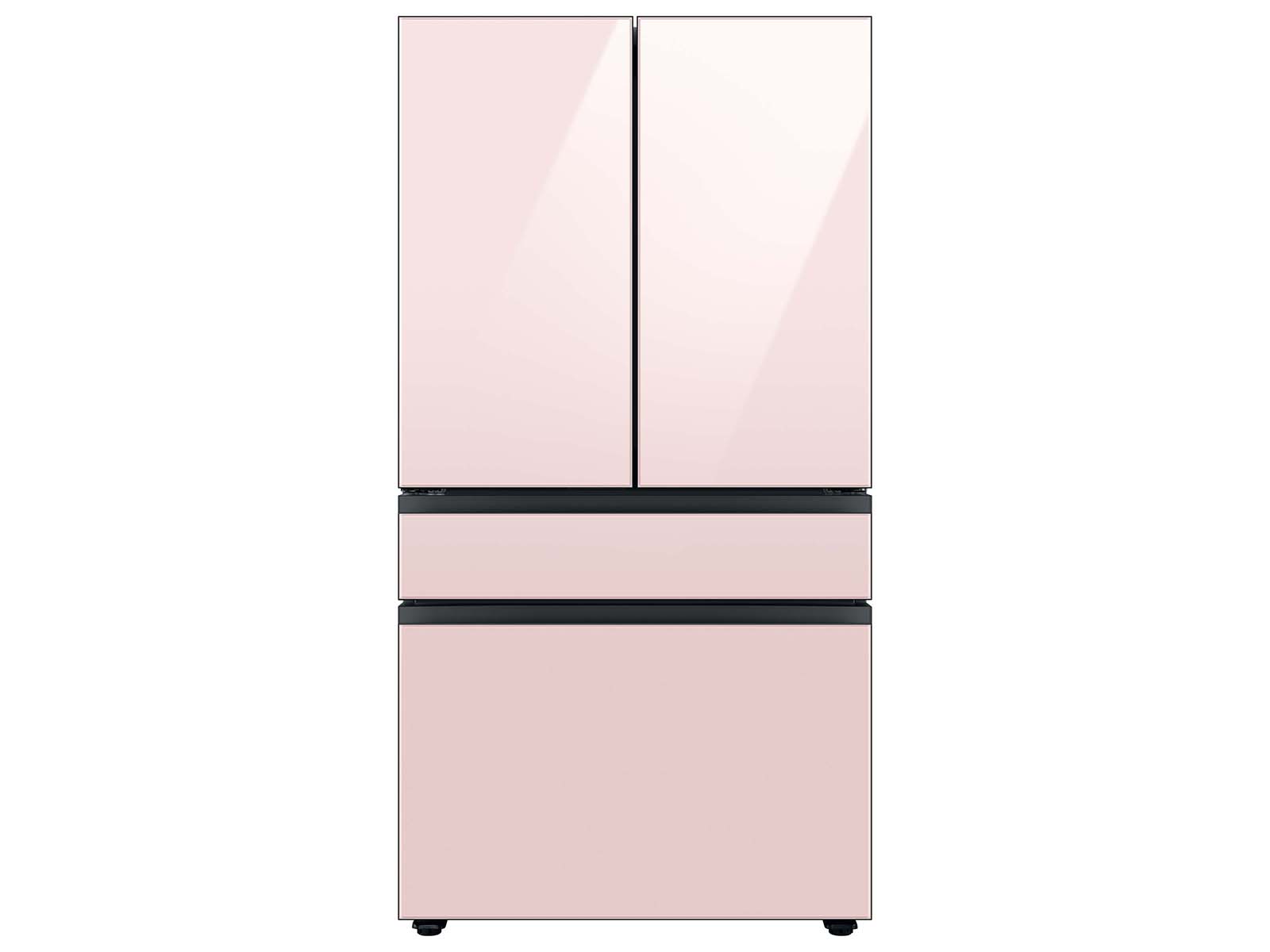 Samsung Bespoke 4-Door French Door Refrigerator in White Glass (23 cu. ft.) with Customizable Door Panel Colors and Beverage Center™ in Rose Pink Glass