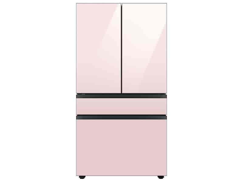 Bespoke 4-Door French Door Refrigerator (23 cu. ft.) with Customizable Door Panel Colors and Beverage Center™ in Rose Pink Glass