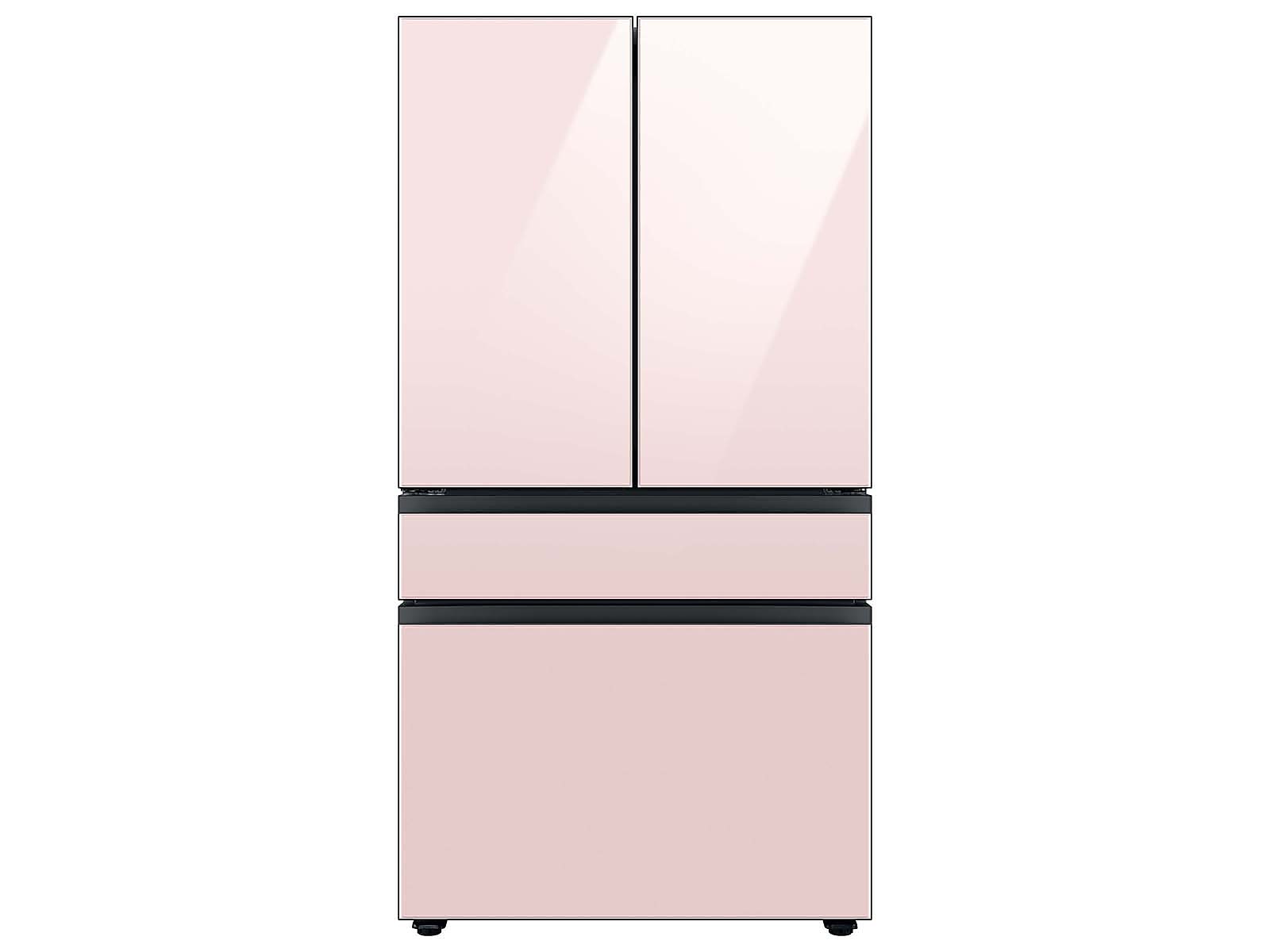 Samsung Bespoke 4-Door French Door Refrigerator in White Glass (29 cu. ft.) with Customizable Door Panel Colors and Beverage Center™ in Rose Pink Glass