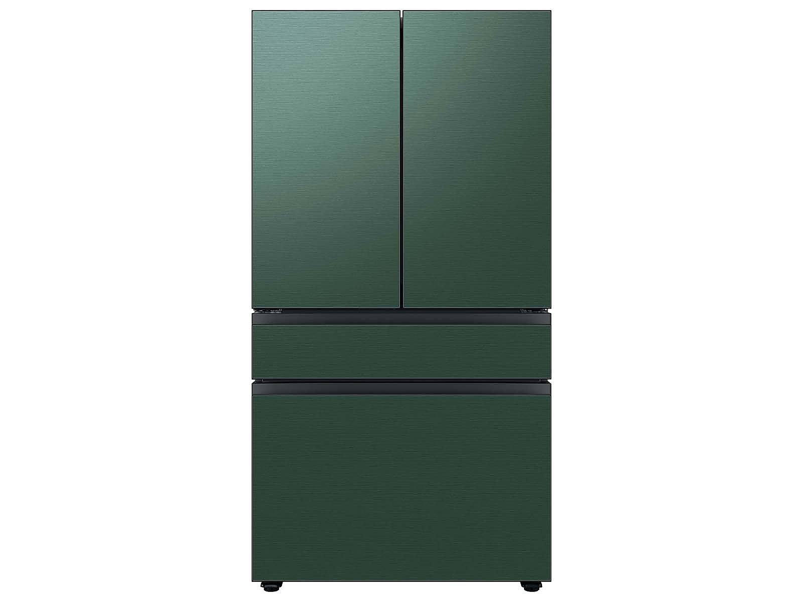 Samsung Bespoke 4-Door French Door Refrigerator in White Glass (29 cu. ft.) with Customizable Door Panel Colors and Beverage Center™ in Emerald Green Steel