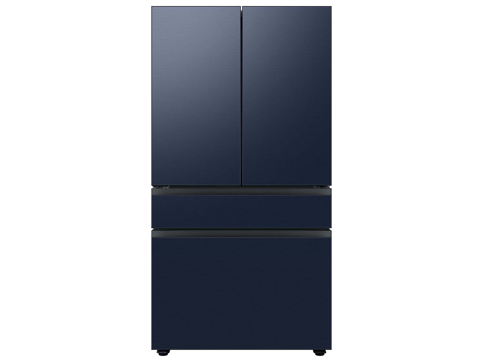 Samsung Bespoke 4-Door French Door Refrigerator in Navy Blue Steel with Stainless Steel Middle Panel (23 cu. ft.) with Customizable Door Panel Colors and Beverage Center™ in Navy Steel with Stainless Steel Middle Panel