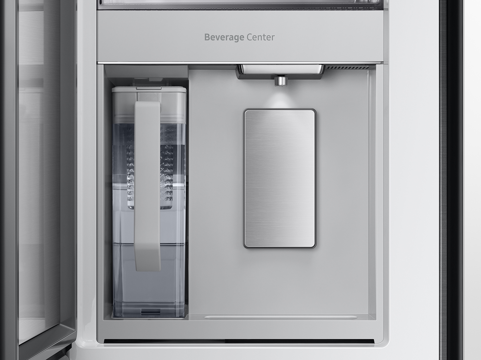 Samsung - Bespoke 23 Cu. ft. Counter Depth 4-Door French Door Refrigerator with Beverage Center - White Glass