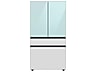 Thumbnail image of Bespoke 4-Door French Door Refrigerator (23 cu. ft.) with Beverage Center™ in Morning Blue Glass Top Panels and White Glass Middle and Bottom Panels