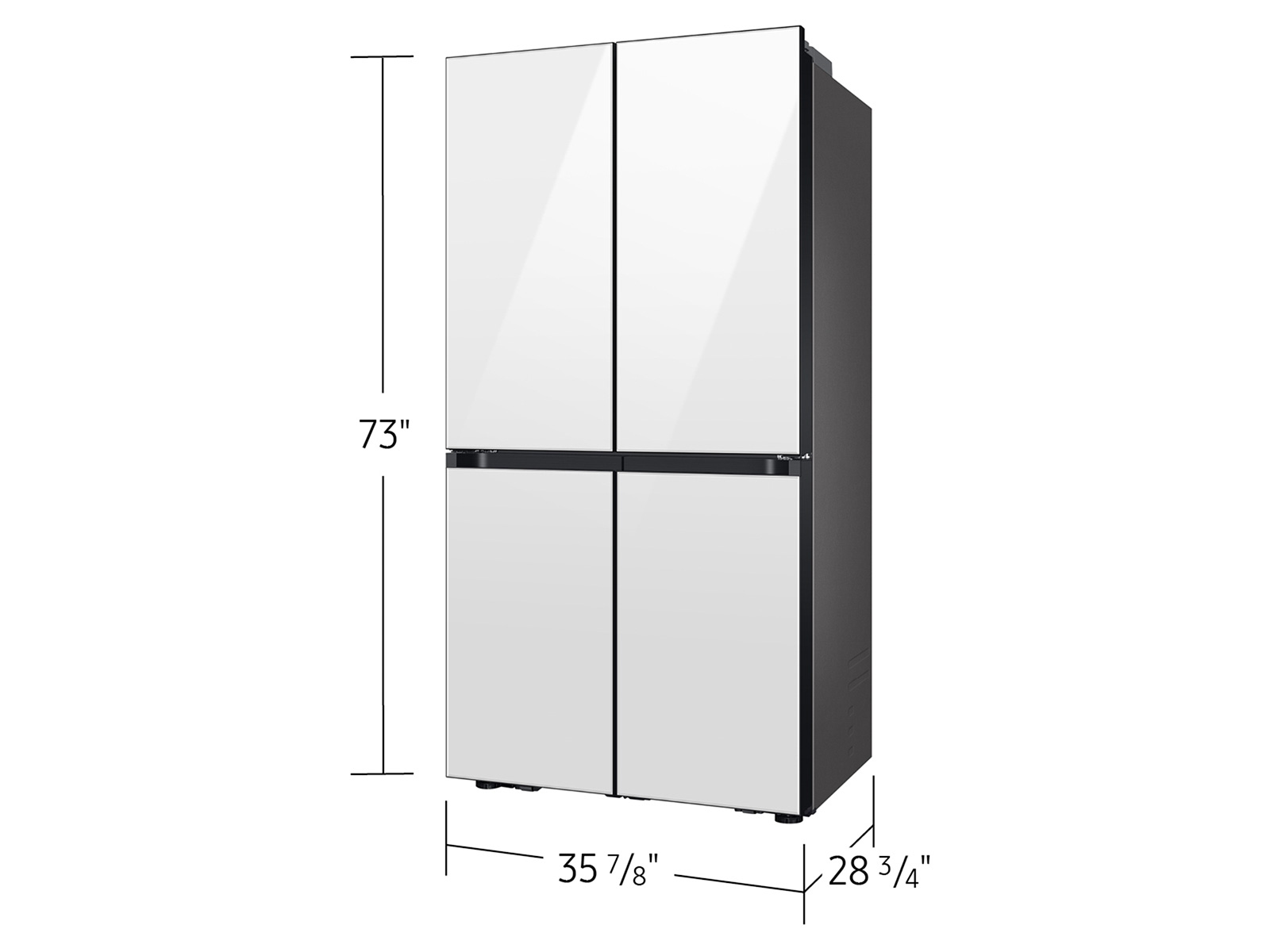 Bespoke Counter Depth 4-Door Flex™ Refrigerator (23 cu. ft.) with Beverage Center™ in White Glass – (with Customizable Door Panel Colors)