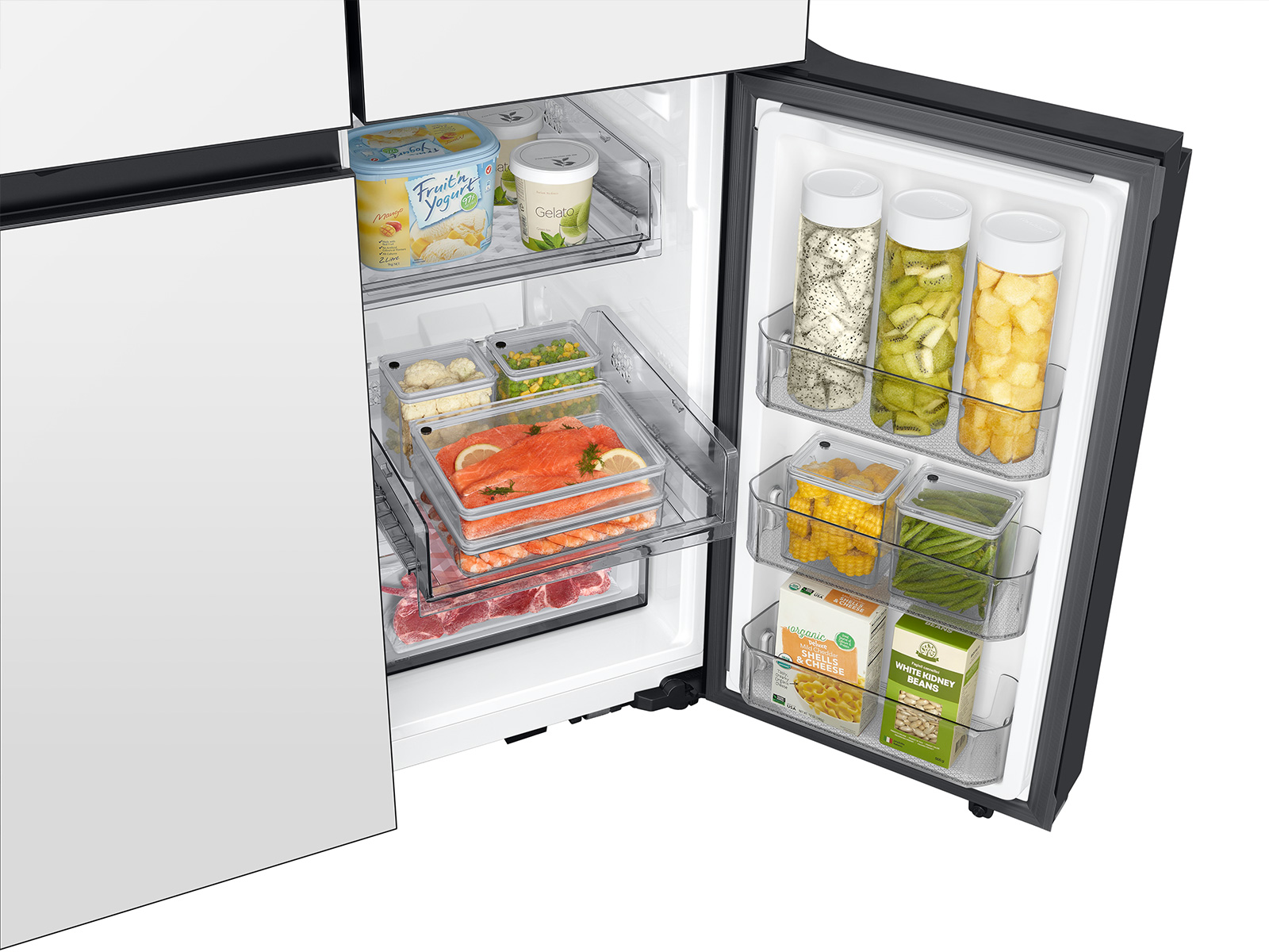 Thumbnail image of Bespoke 4-Door Flex™ Refrigerator (23 cu. ft.) with Beverage Center ™ in Charcoal Glass (Customizable Panels)