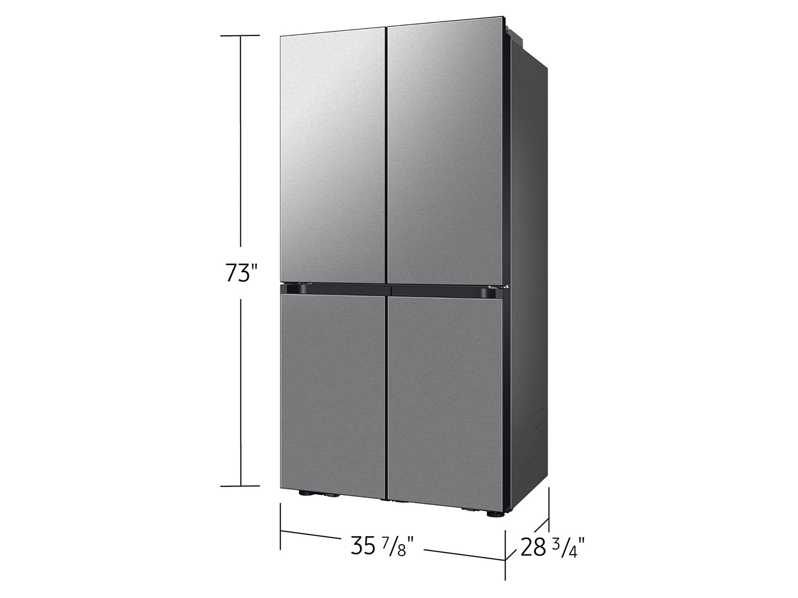 Thumbnail image of Bespoke Counter Depth 4-Door Flex™ Refrigerator (23 cu. ft.) with Beverage Center ™ in Stainless Steel – (with Customizable Door Panel Colors)