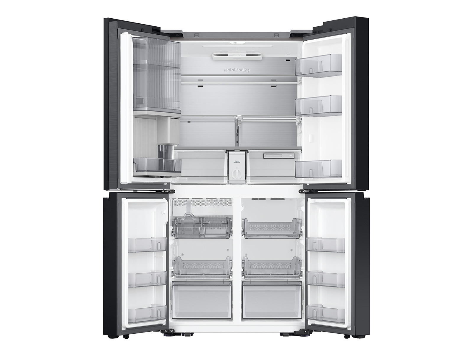 Thumbnail image of Bespoke Counter Depth 4-Door Flex™ Refrigerator (23 cu. ft.) with Beverage Zone ™ and Auto Open Door in Stainless Steel