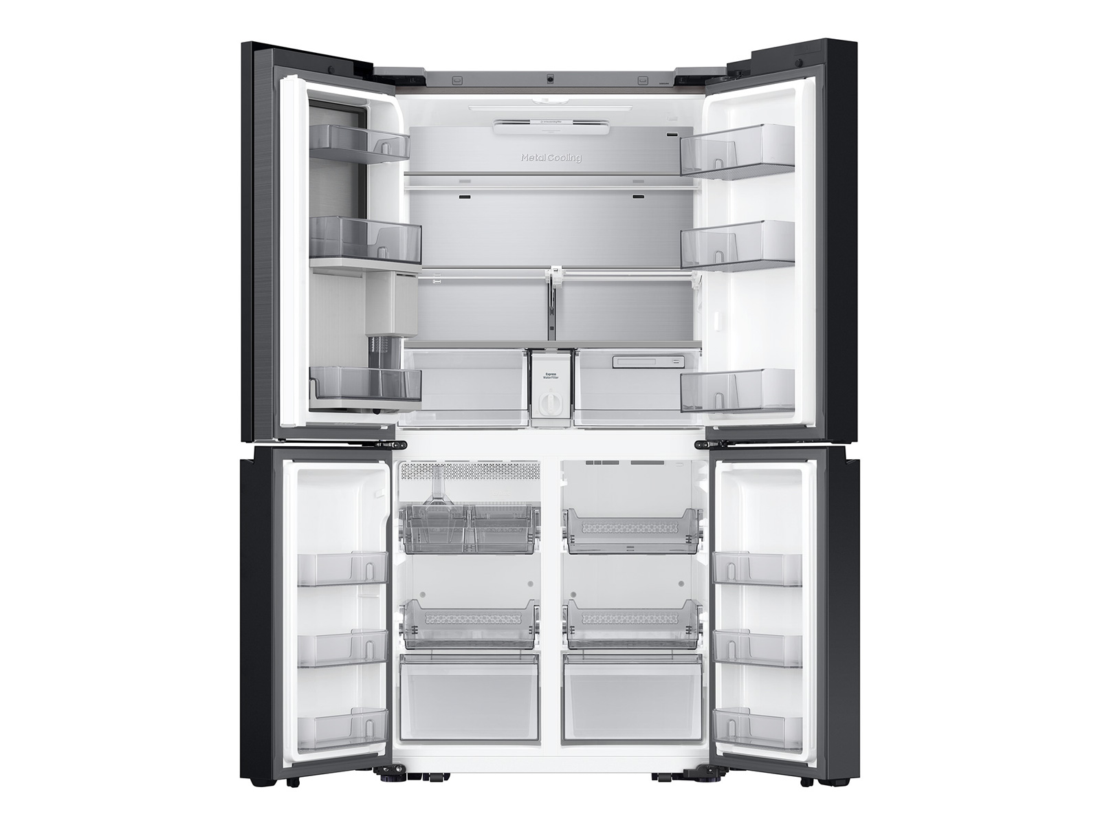 Thumbnail image of Bespoke Counter Depth 4-Door Flex&trade; Refrigerator (23 cu. ft.) with AI Family Hub+&trade; and AI Vision Inside&trade; in White Glass