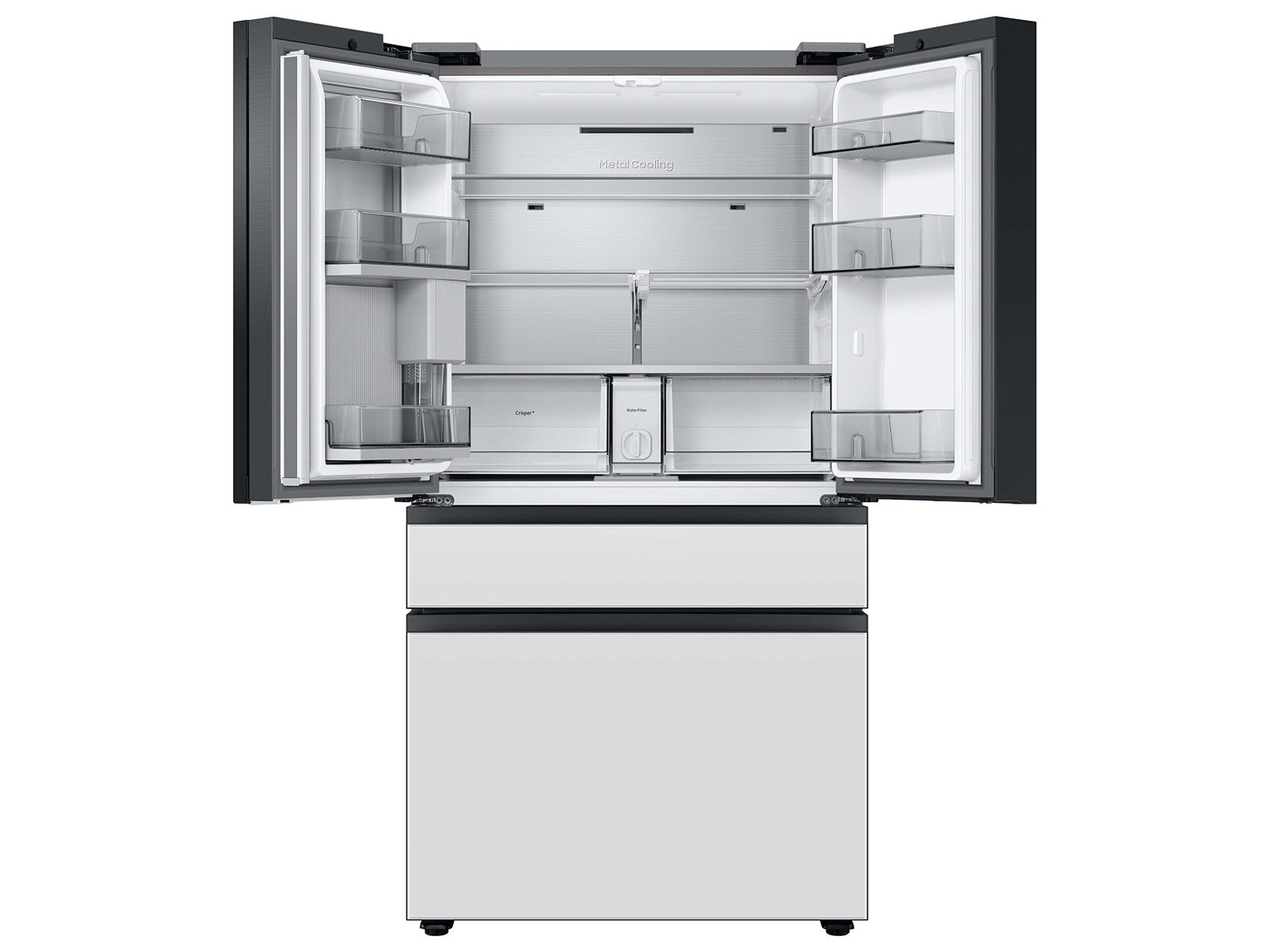 Thumbnail image of Bespoke 4-Door French Door Refrigerator (29 cu. ft.) with Beverage Center™ in White Glass