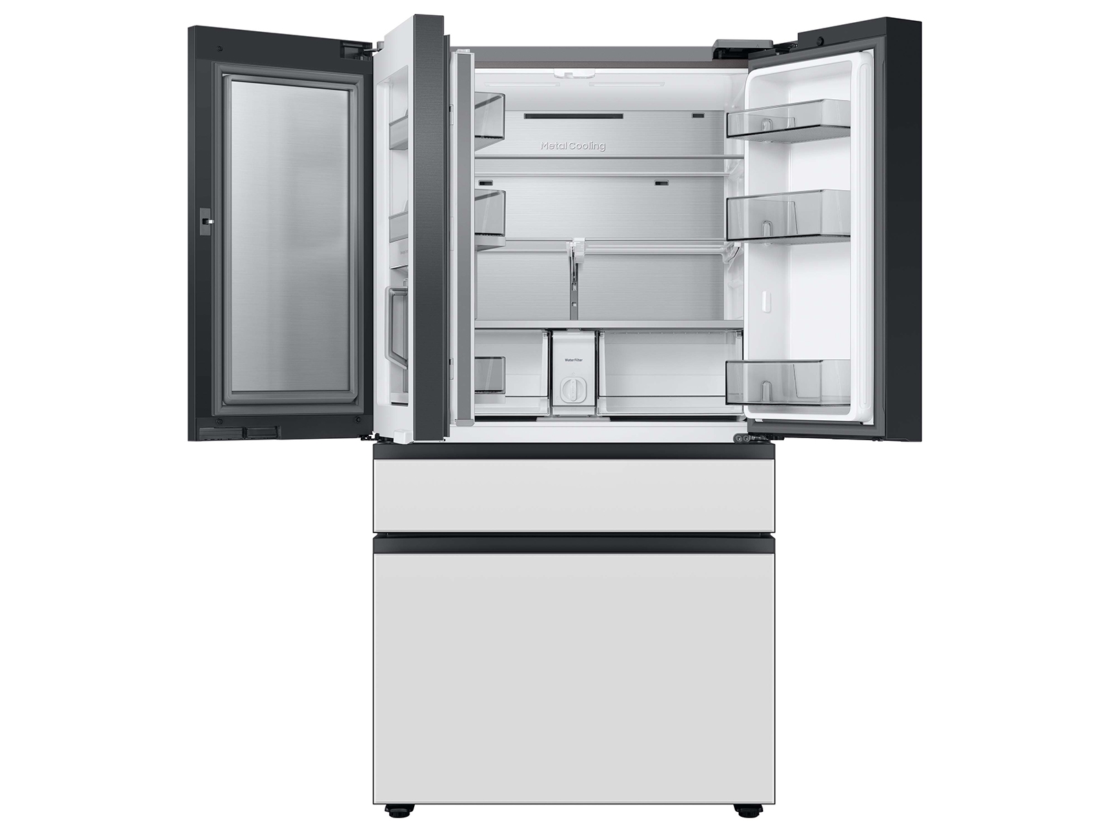 Thumbnail image of Bespoke 4-Door French Door Refrigerator (29 cu. ft.) with Beverage Center&trade; in White Glass