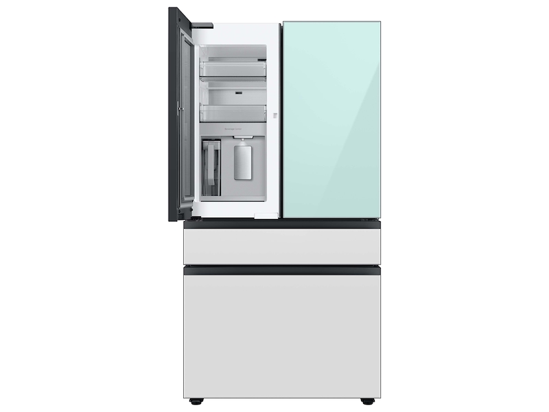 Bespoke 4-Door French Door Refrigerator (29 cu. ft.) with Beverage Center&trade; in Morning Blue Glass Top Panels and White Glass Middle and Bottom Panels