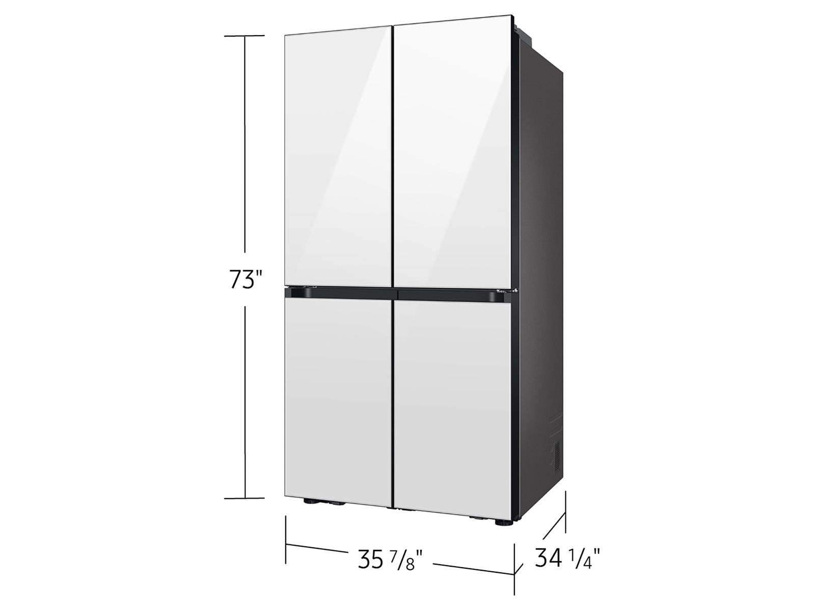 Thumbnail image of Bespoke 4-Door Flex™ Refrigerator (29 cu. ft.) with Beverage Center™ in White Glass – (with Customizable Door Panel Colors)