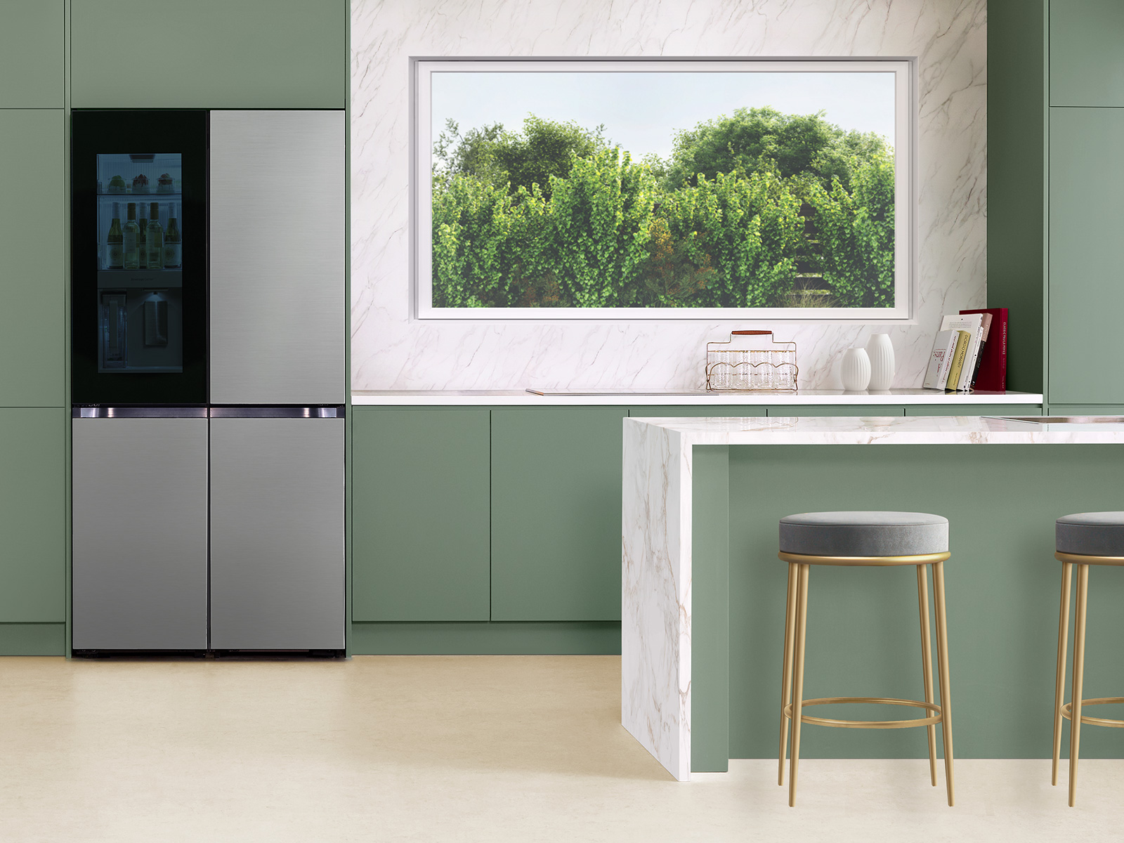 Thumbnail image of Bespoke 4-Door Flex™ Refrigerator (29 cu. ft.) with Beverage Zone™ and Auto Open Door in Stainless Steel