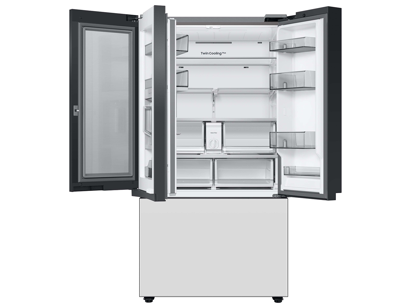 Thumbnail image of Bespoke 3-Door French Door Refrigerator (30 cu. ft.) with Beverage Center™ in White Glass